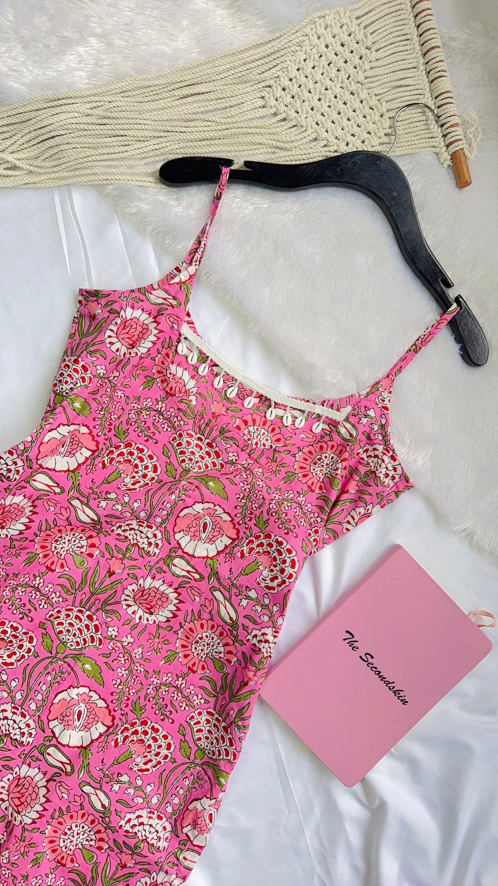 pastel pink shell lace kurta