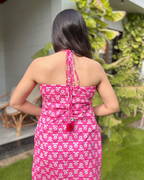 SHAGUN | beaded long kurti with halter neck