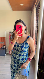 blue dhabu long kurti