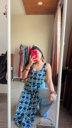 blue dhabu long kurti