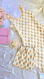 white yellow marigold co ord set
