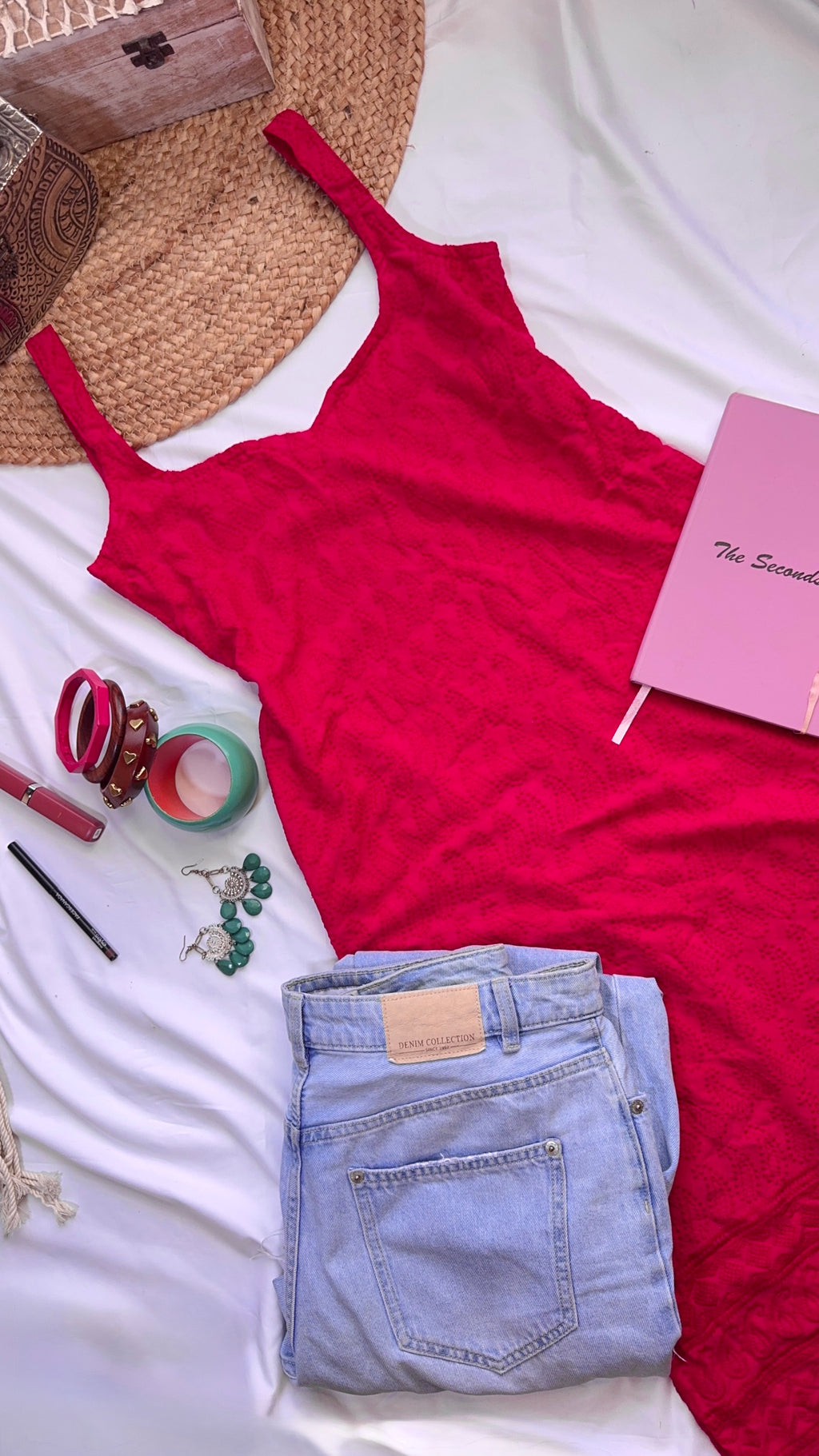 Hot pink chikankari long kurta