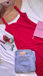 Hot pink chikankari long kurta