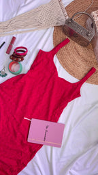 Hot pink chikankari long kurta