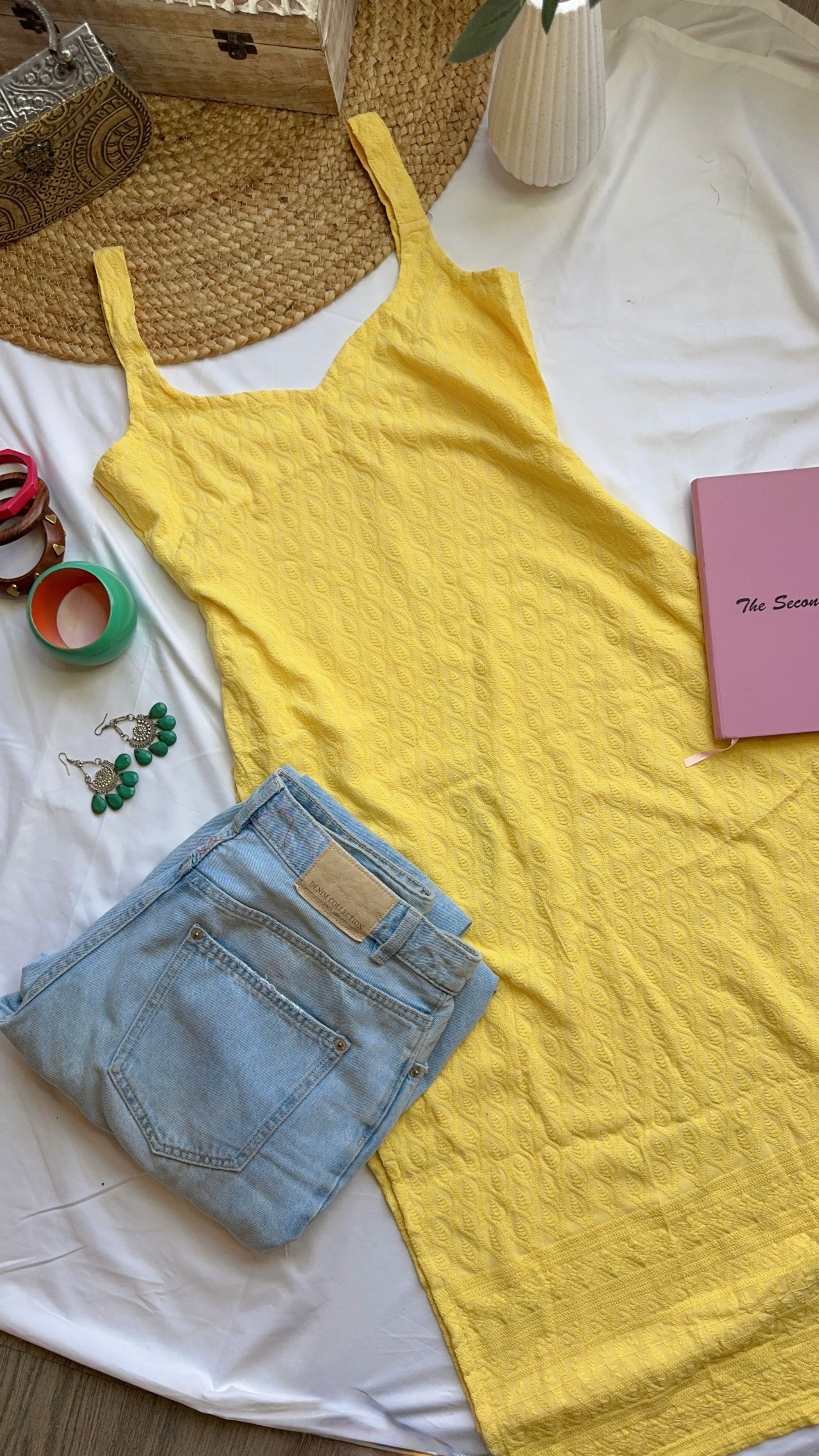 butter yellow chikankari long kurta