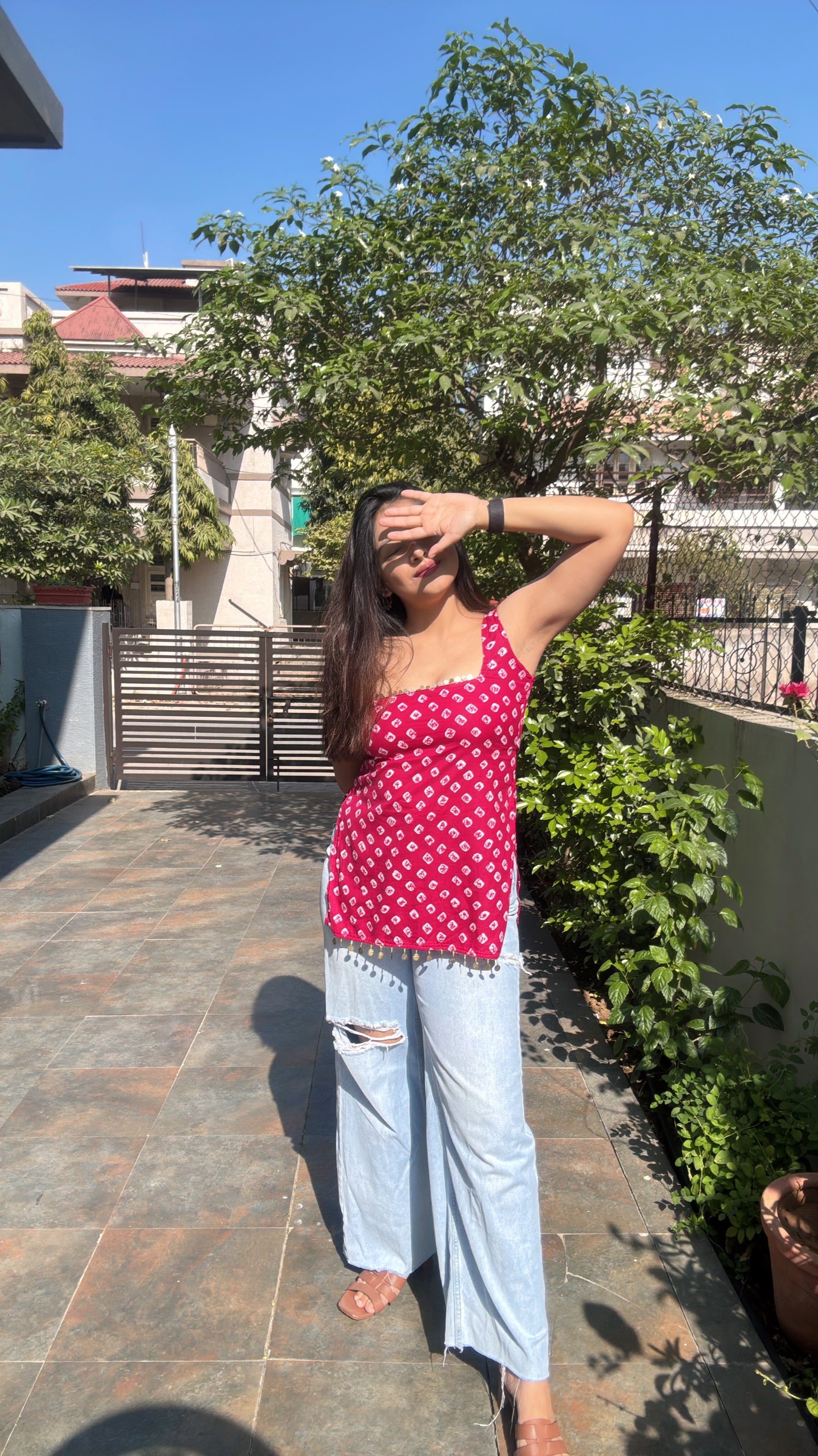 PINK BANDHANI | short kurti