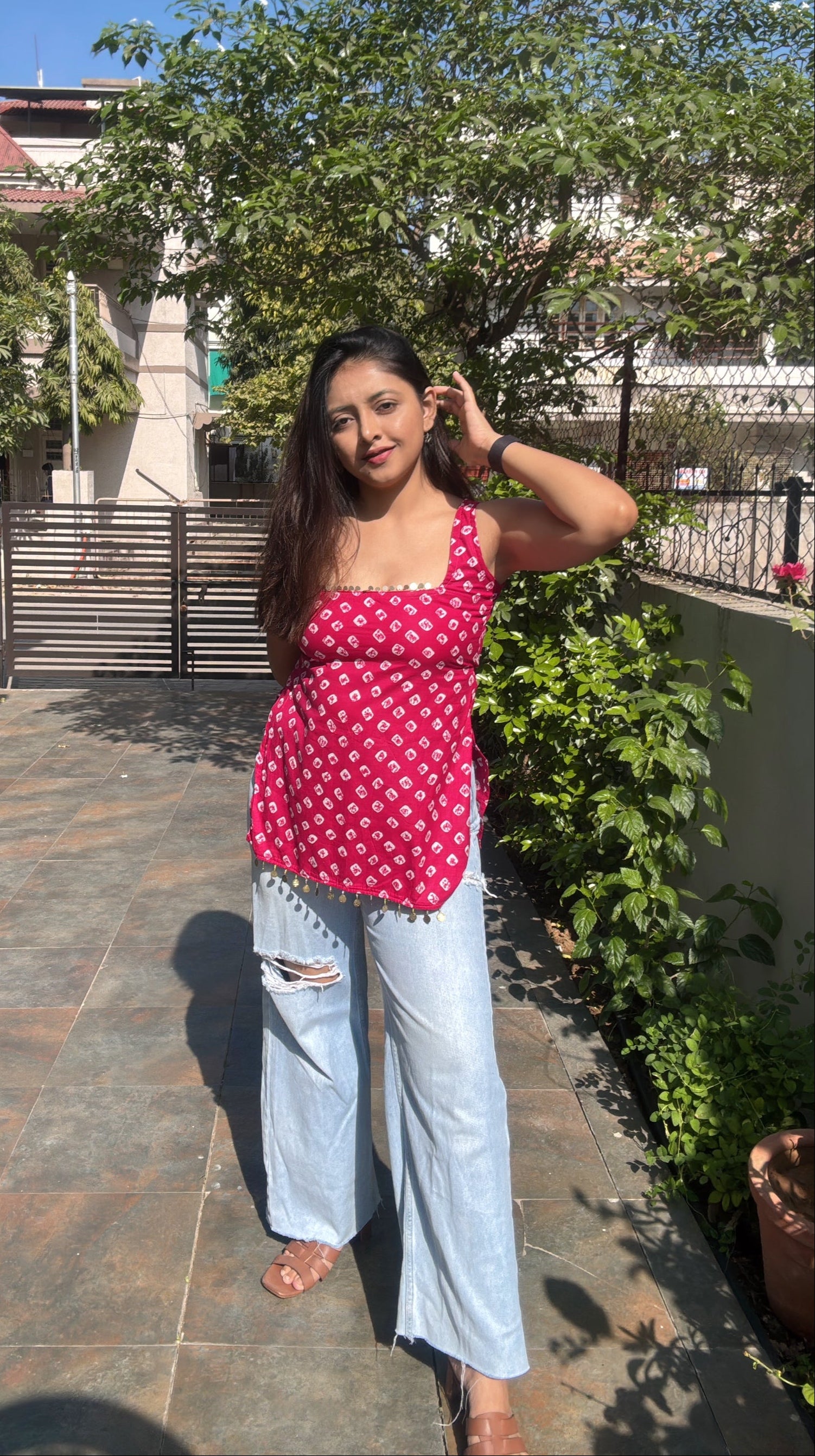 PINK BANDHANI | short kurti