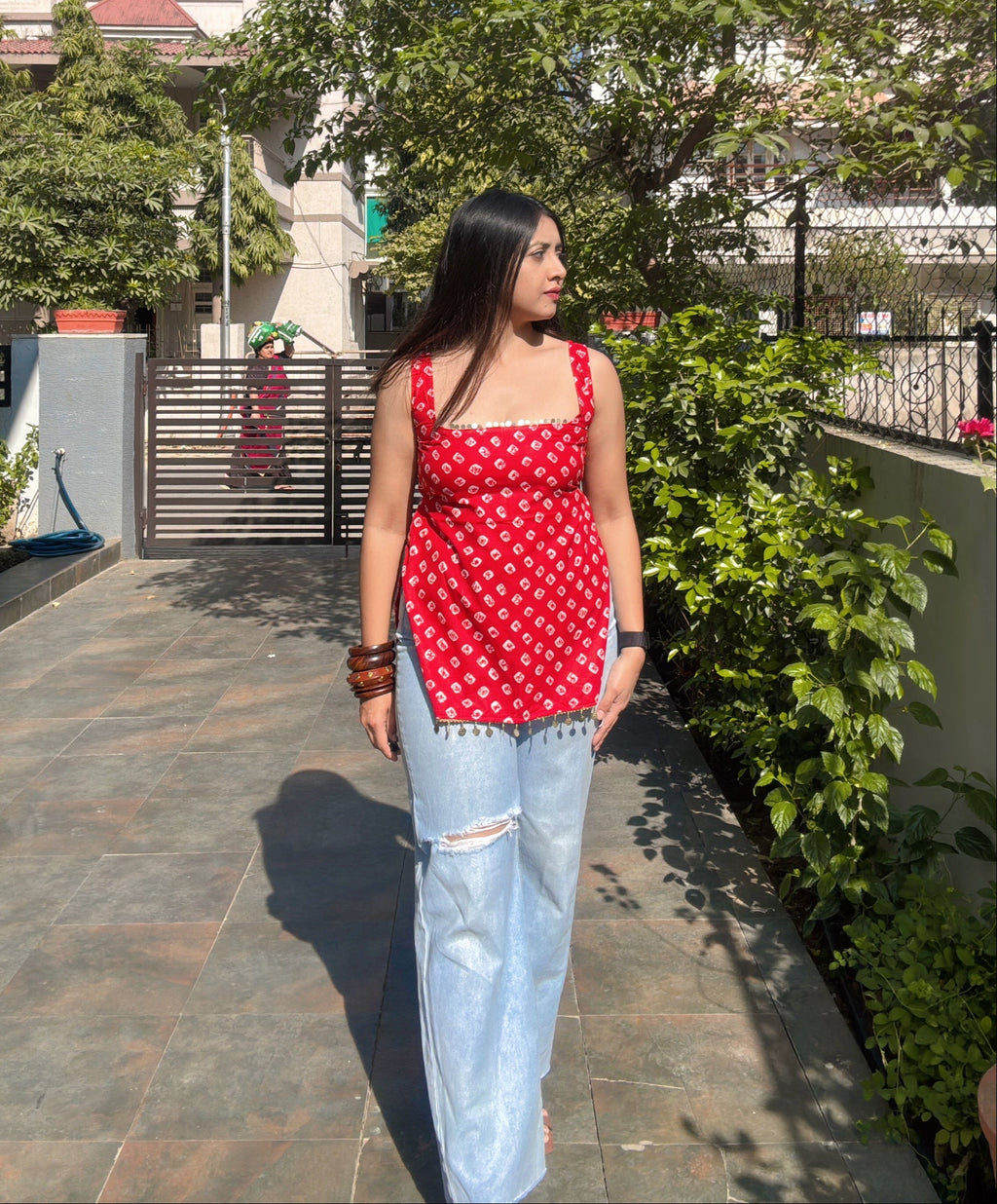 RED BANDHANI | short kurti