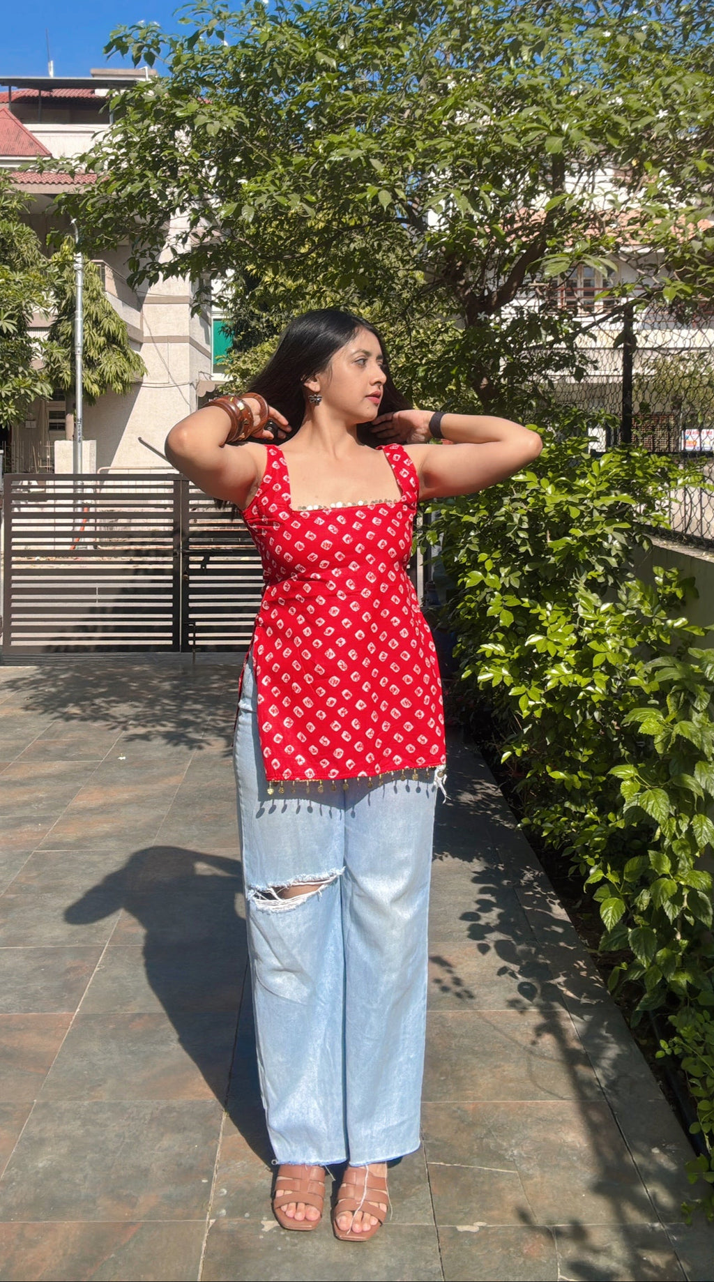 RED BANDHANI | short kurti