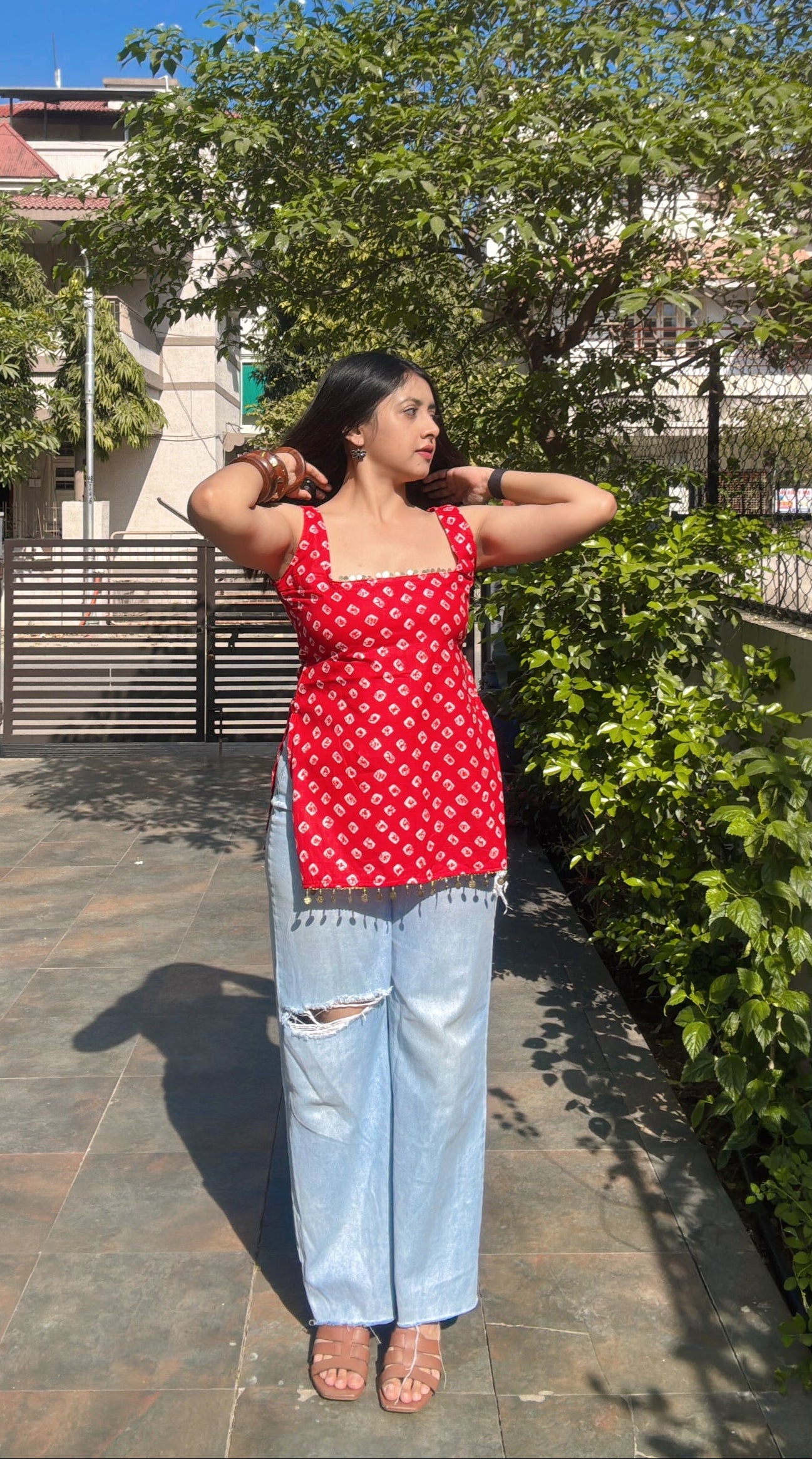 RED BANDHANI | short kurti