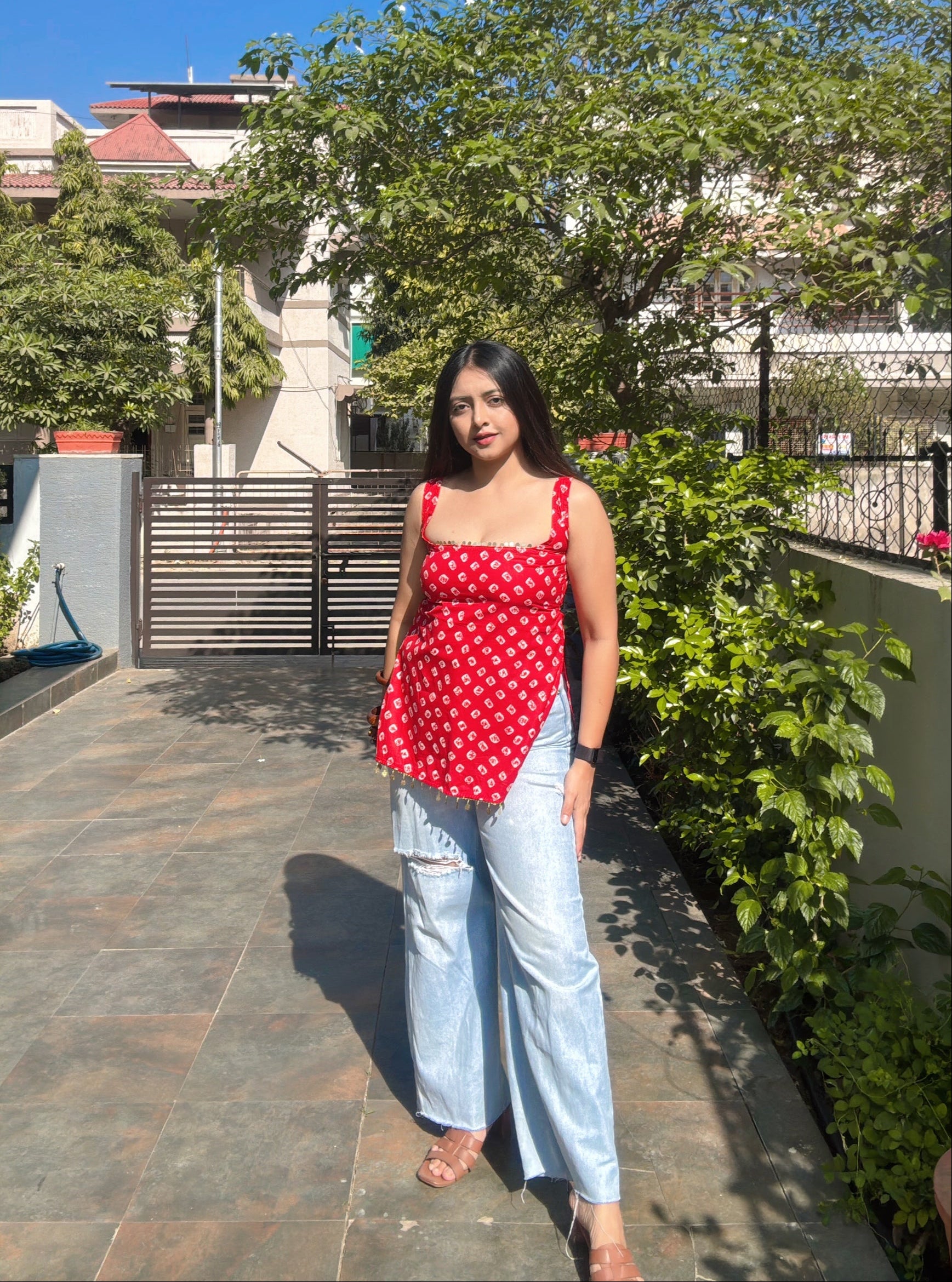 RED BANDHANI | short kurti