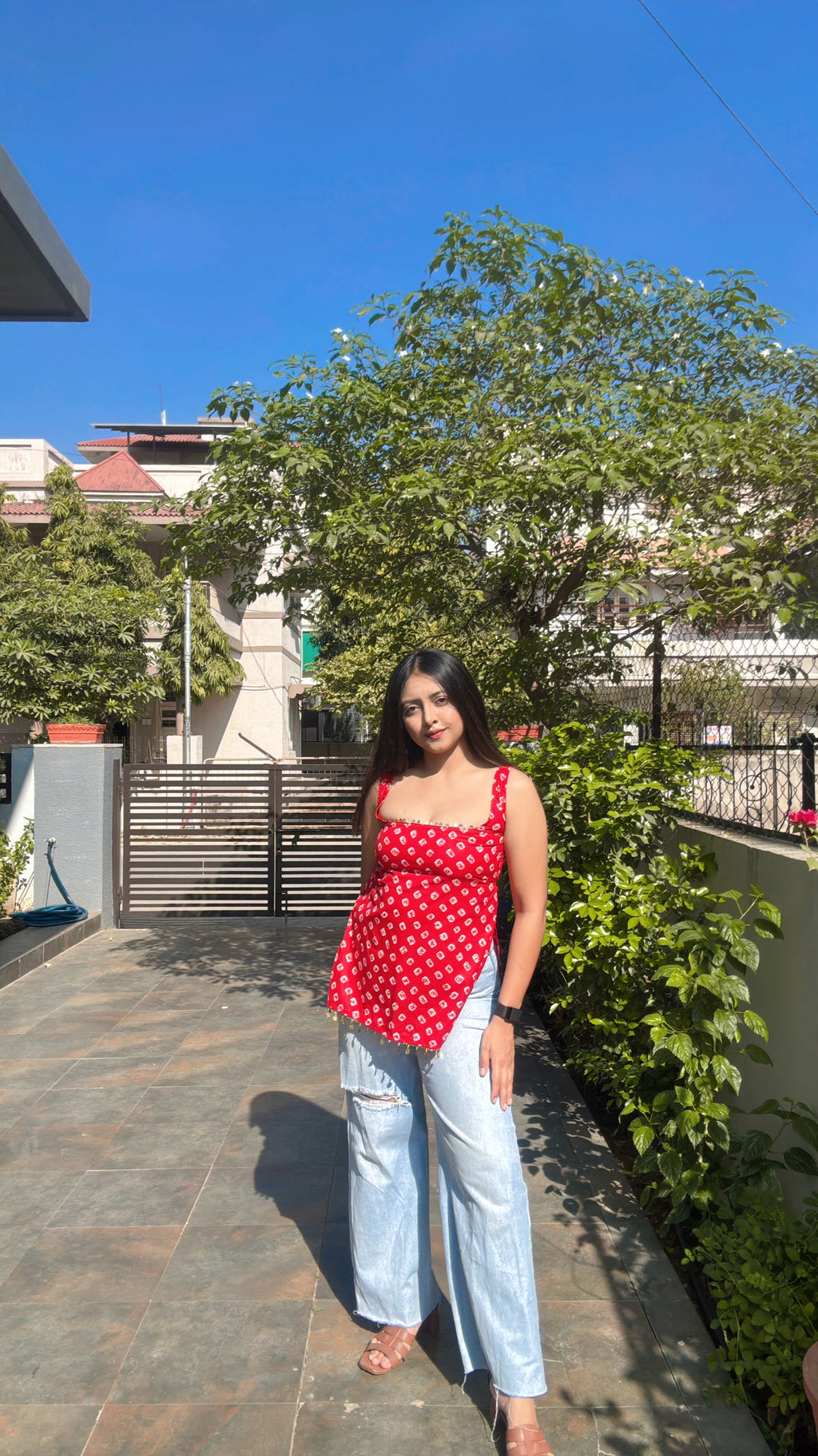 RED BANDHANI | short kurti