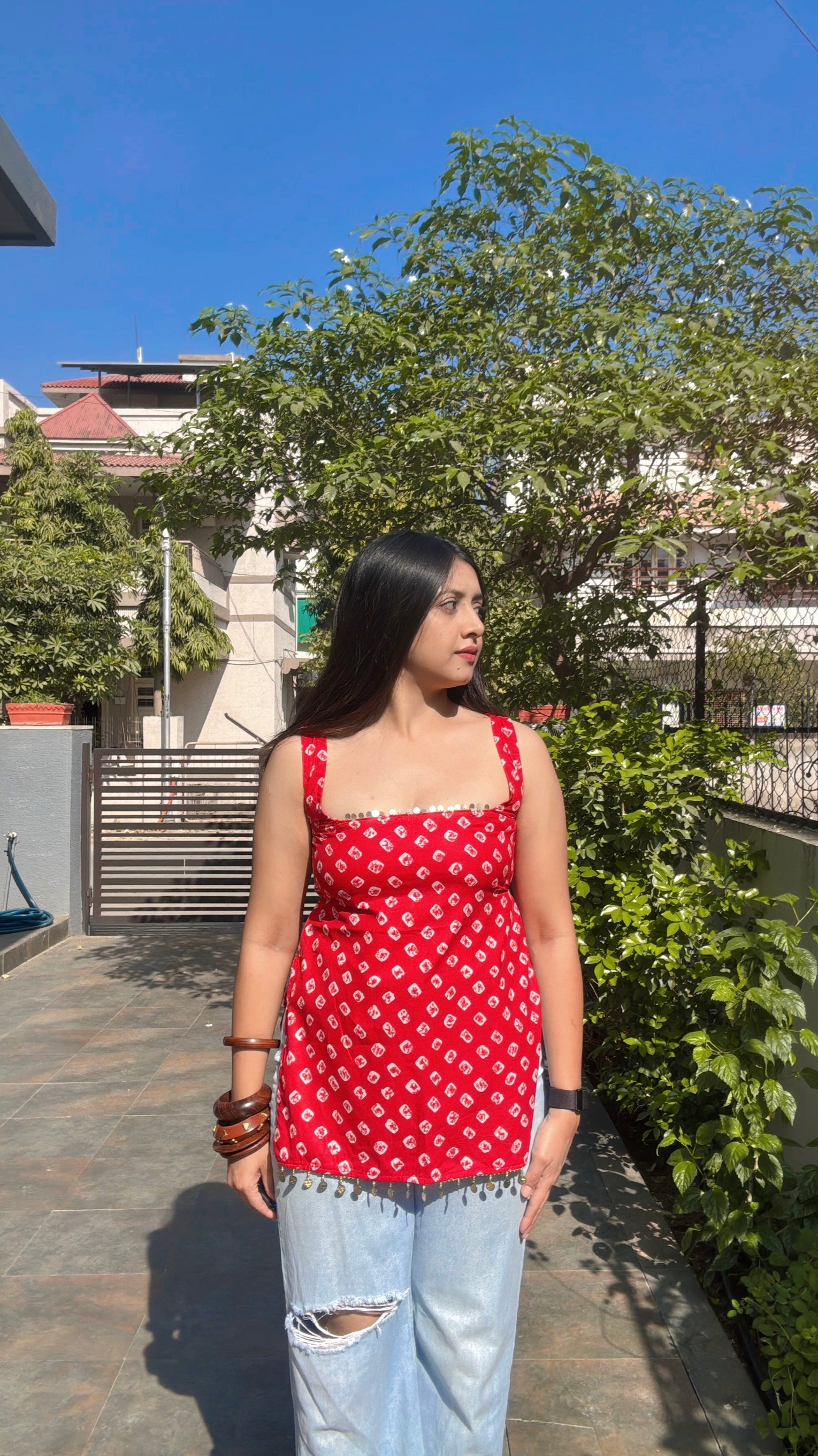 RED BANDHANI | short kurti