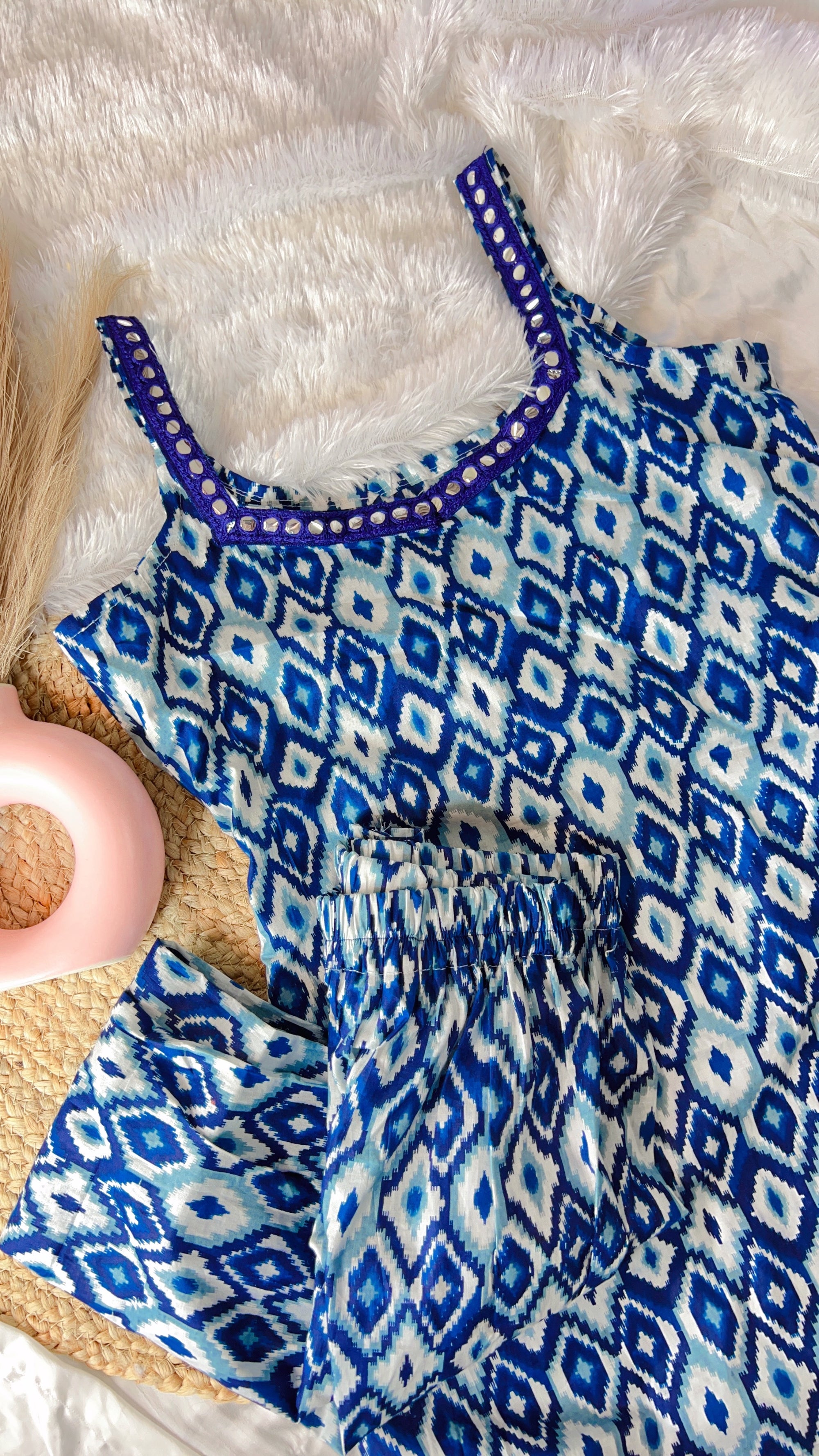 blue ikkat co ord set