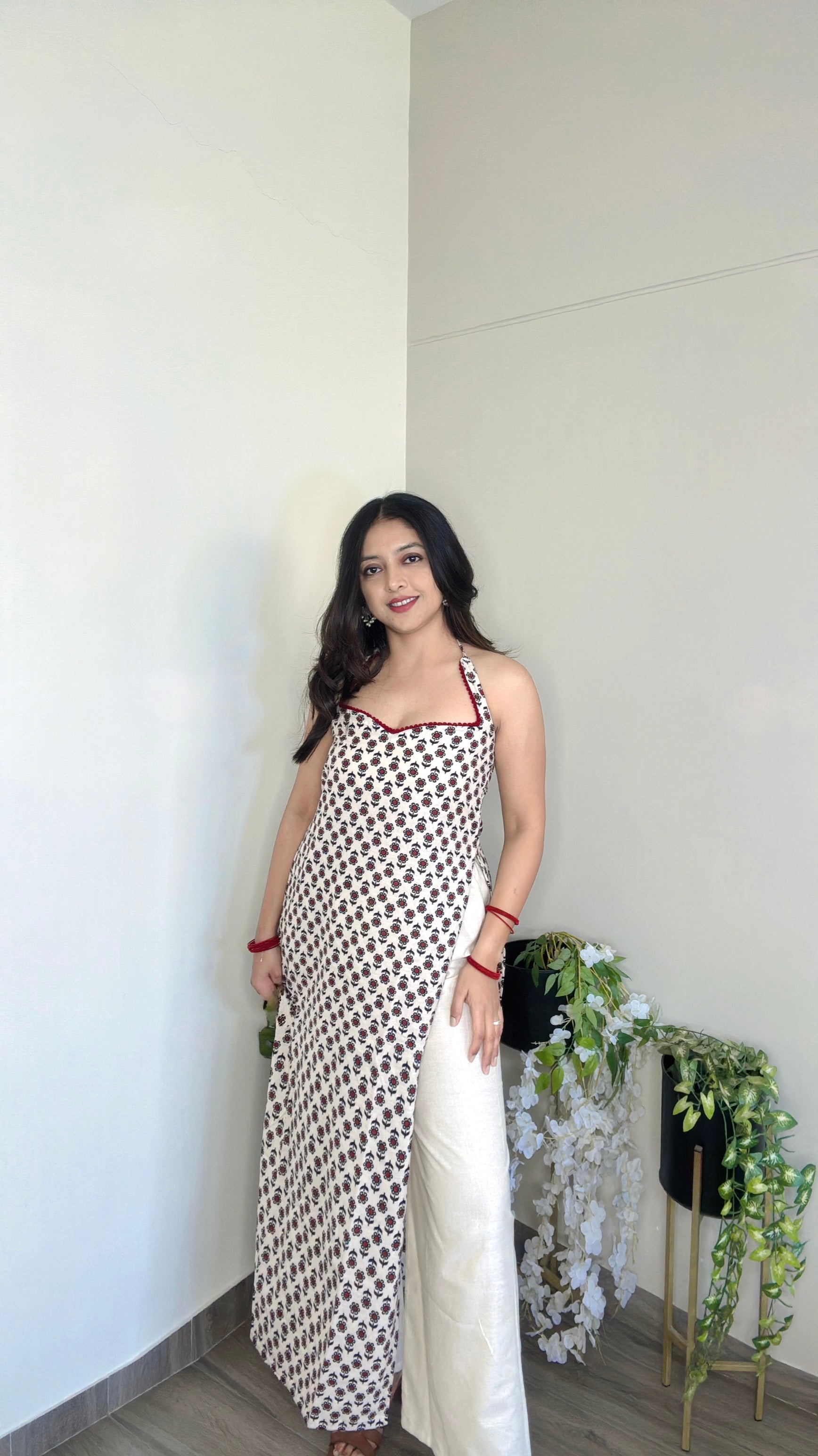 AAISHA | long kurti with halter neck