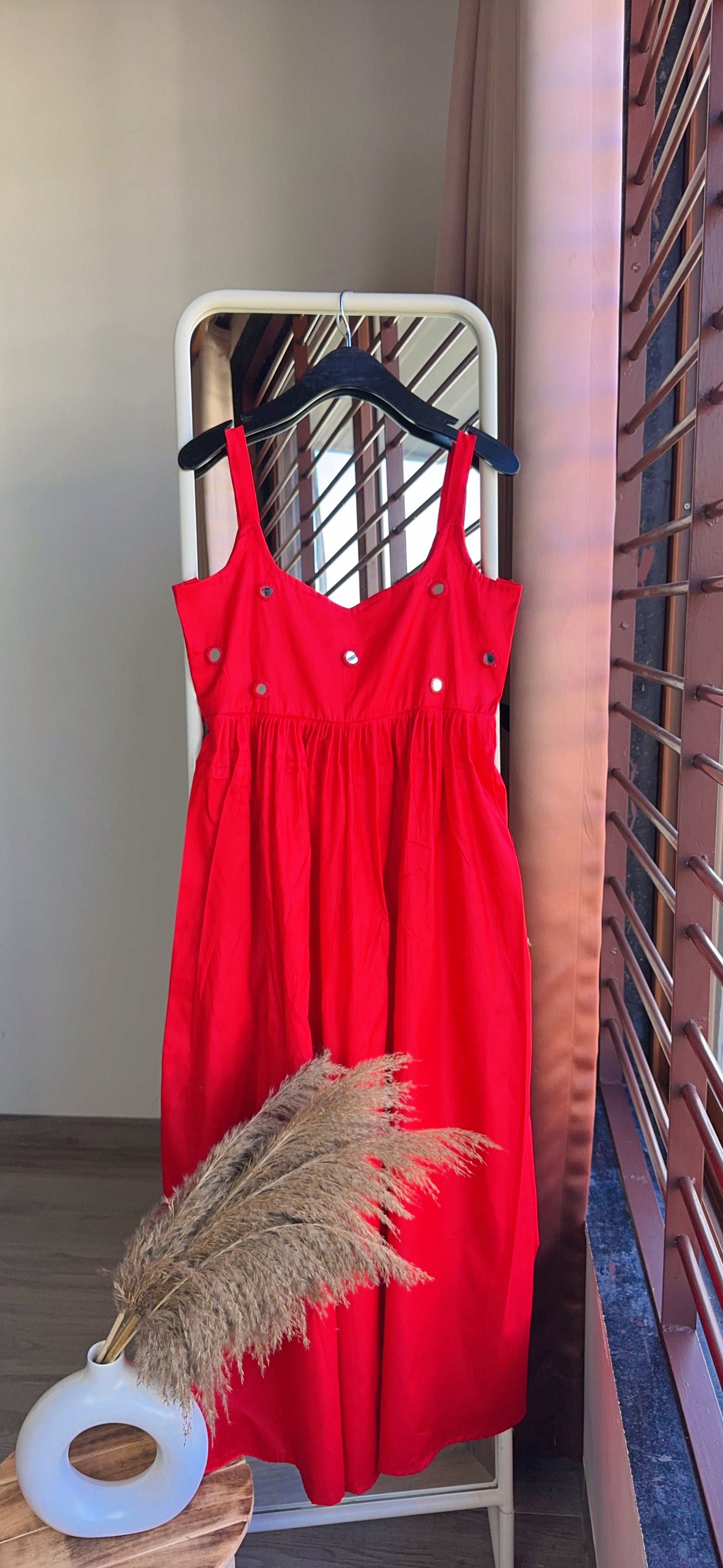 RED CHANDANI ANARKALI DRESS