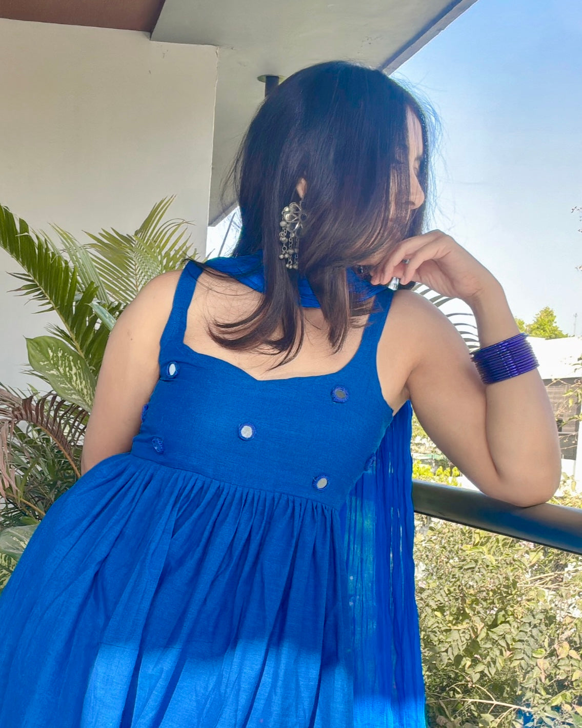 BLUE CHANDANI ANARKALI DRESS