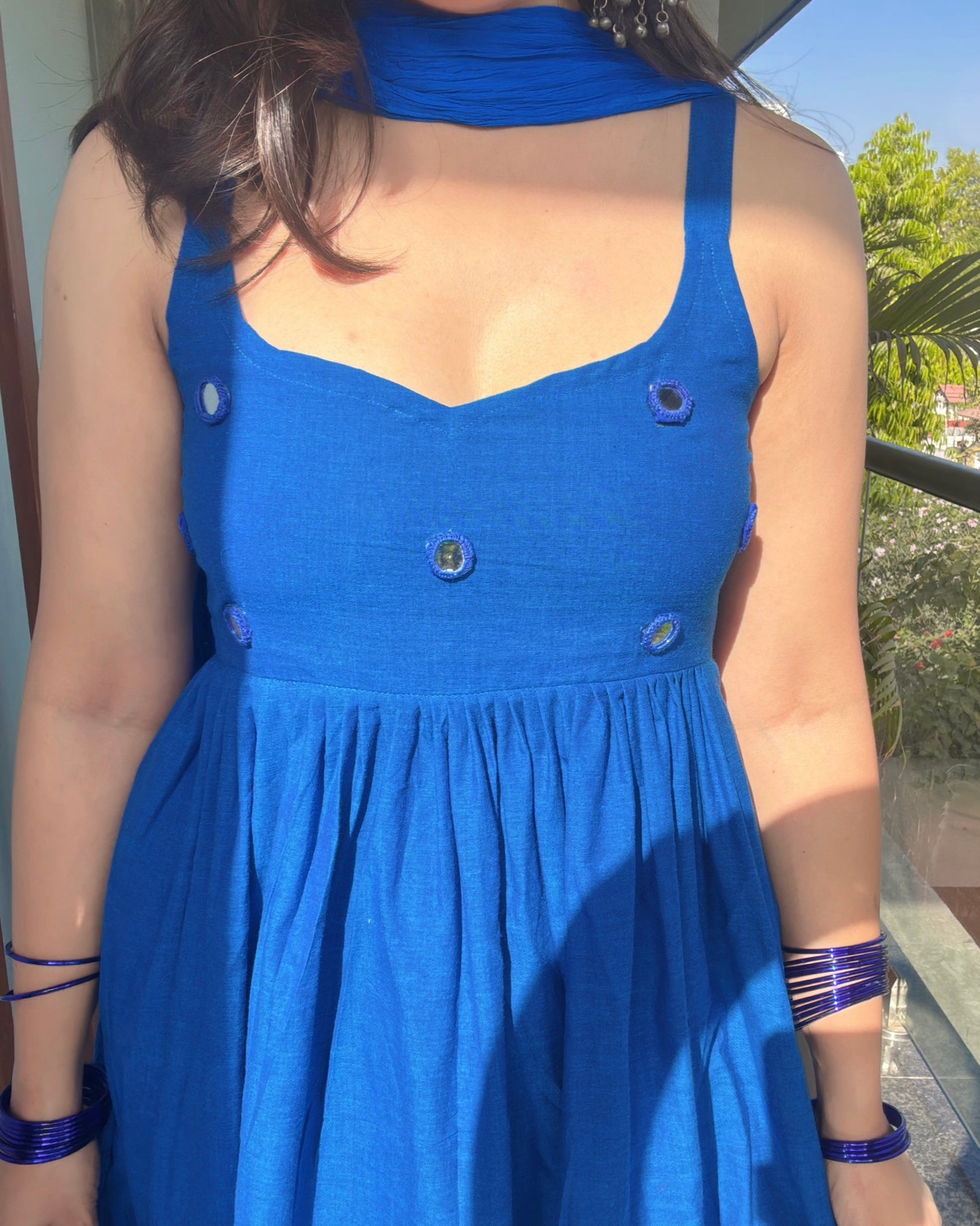 BLUE CHANDANI ANARKALI DRESS