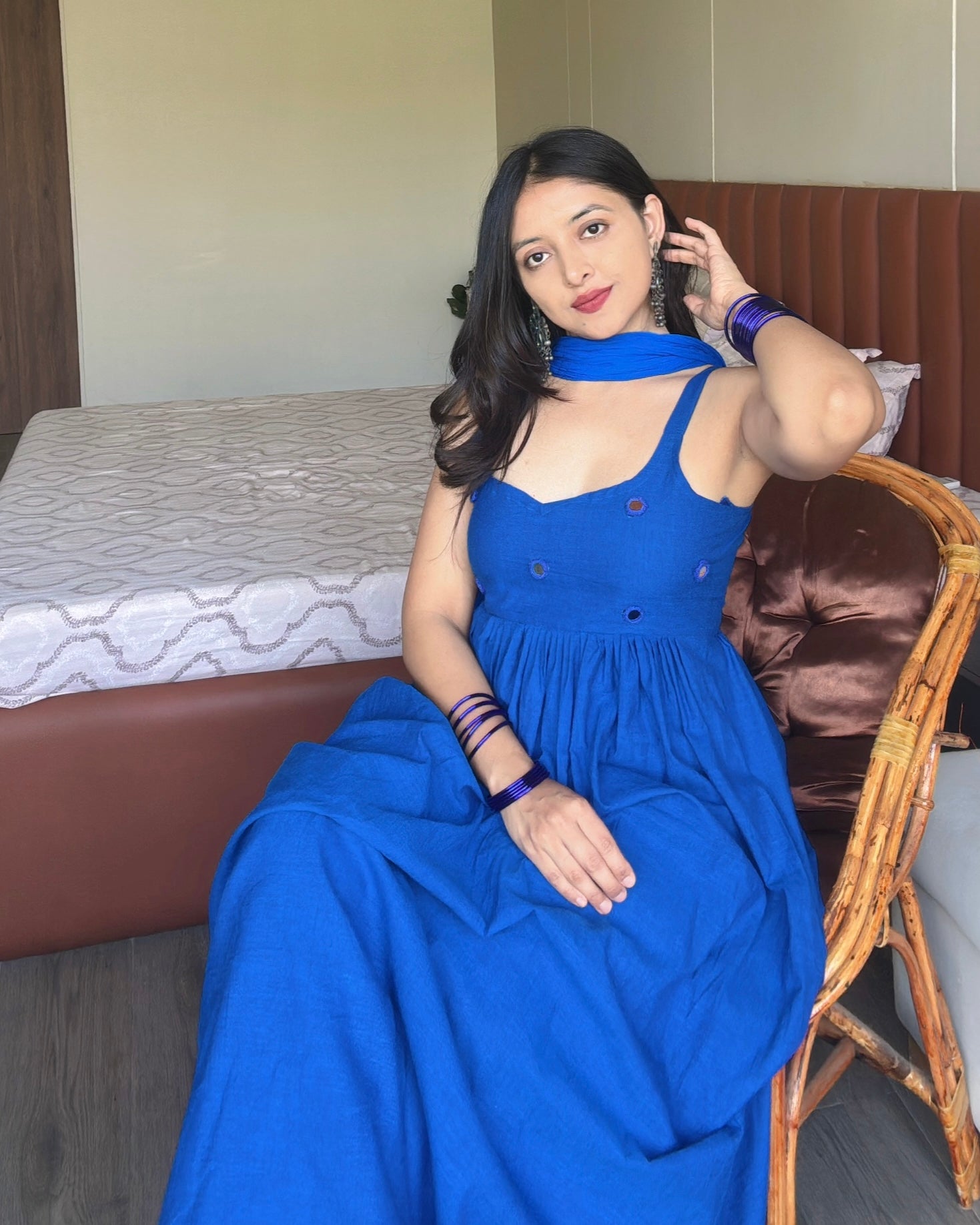 BLUE CHANDANI ANARKALI DRESS