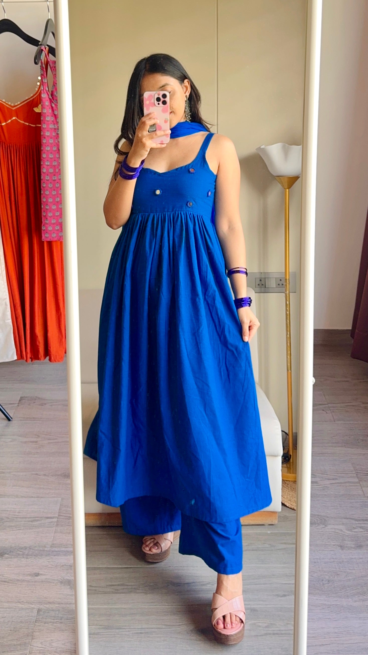 BLUE CHANDANI ANARKALI DRESS