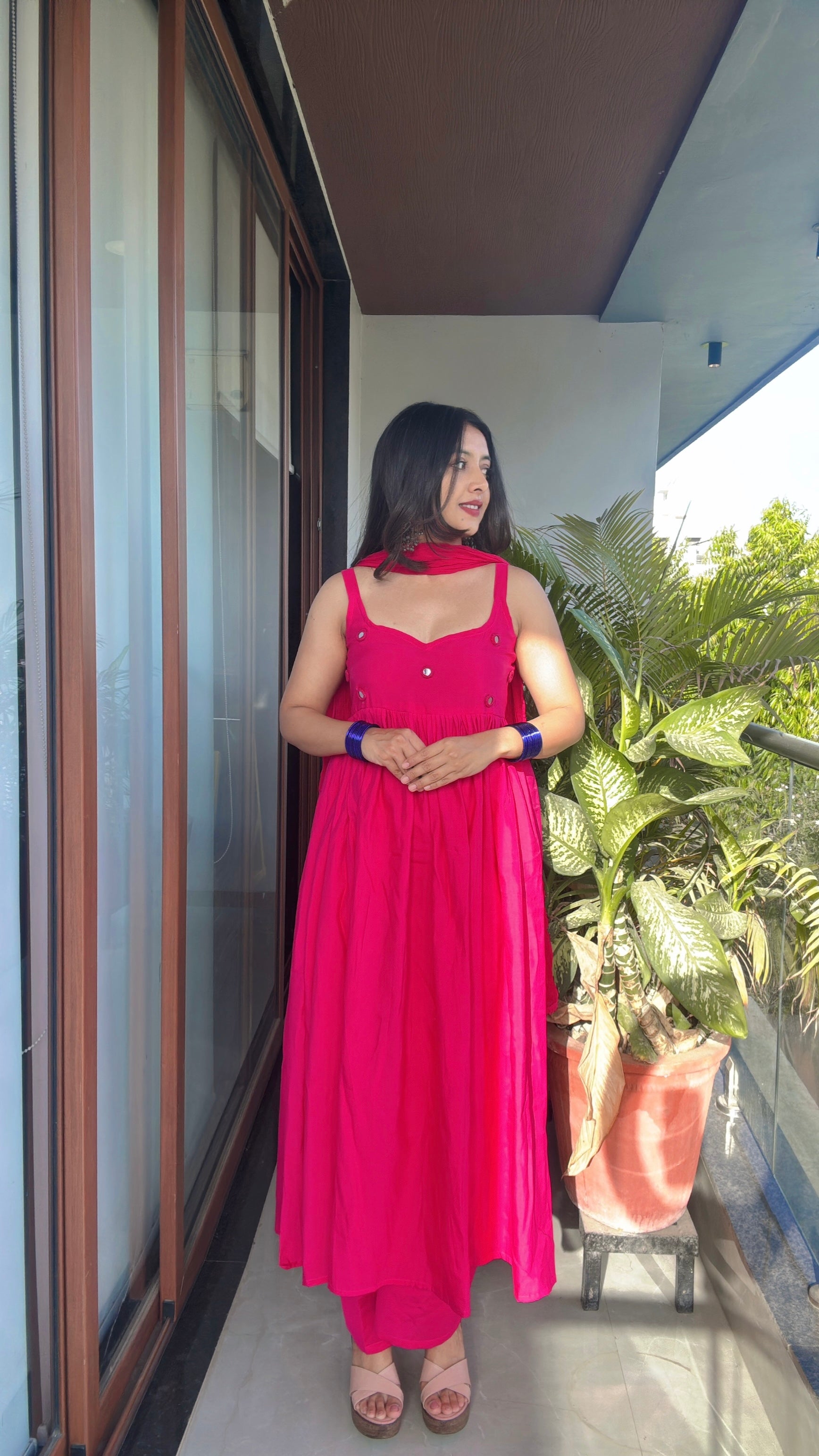 PINK CHANDANI ANARKALI DRESS