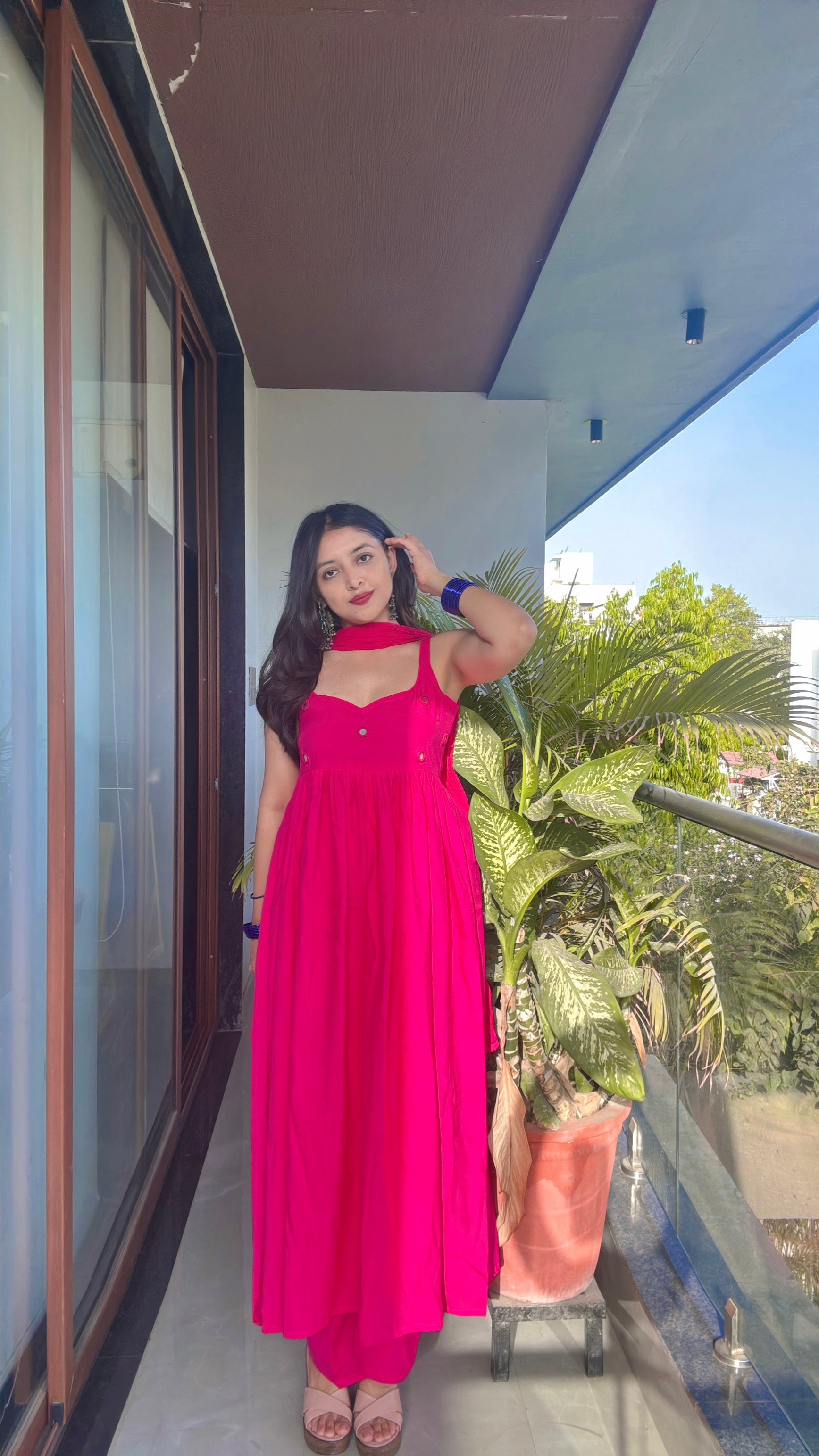 PINK CHANDANI ANARKALI DRESS