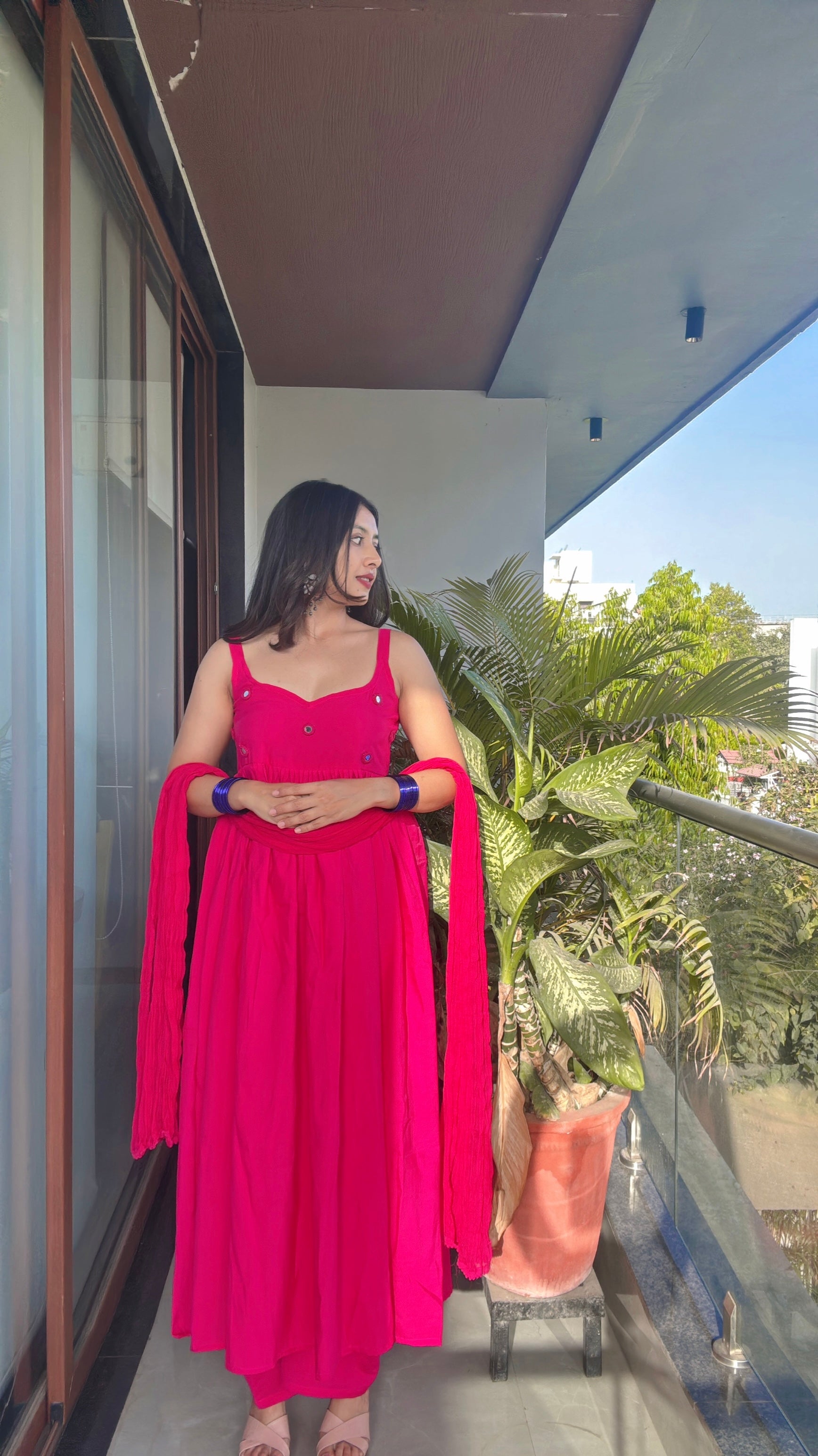 PINK CHANDANI ANARKALI DRESS