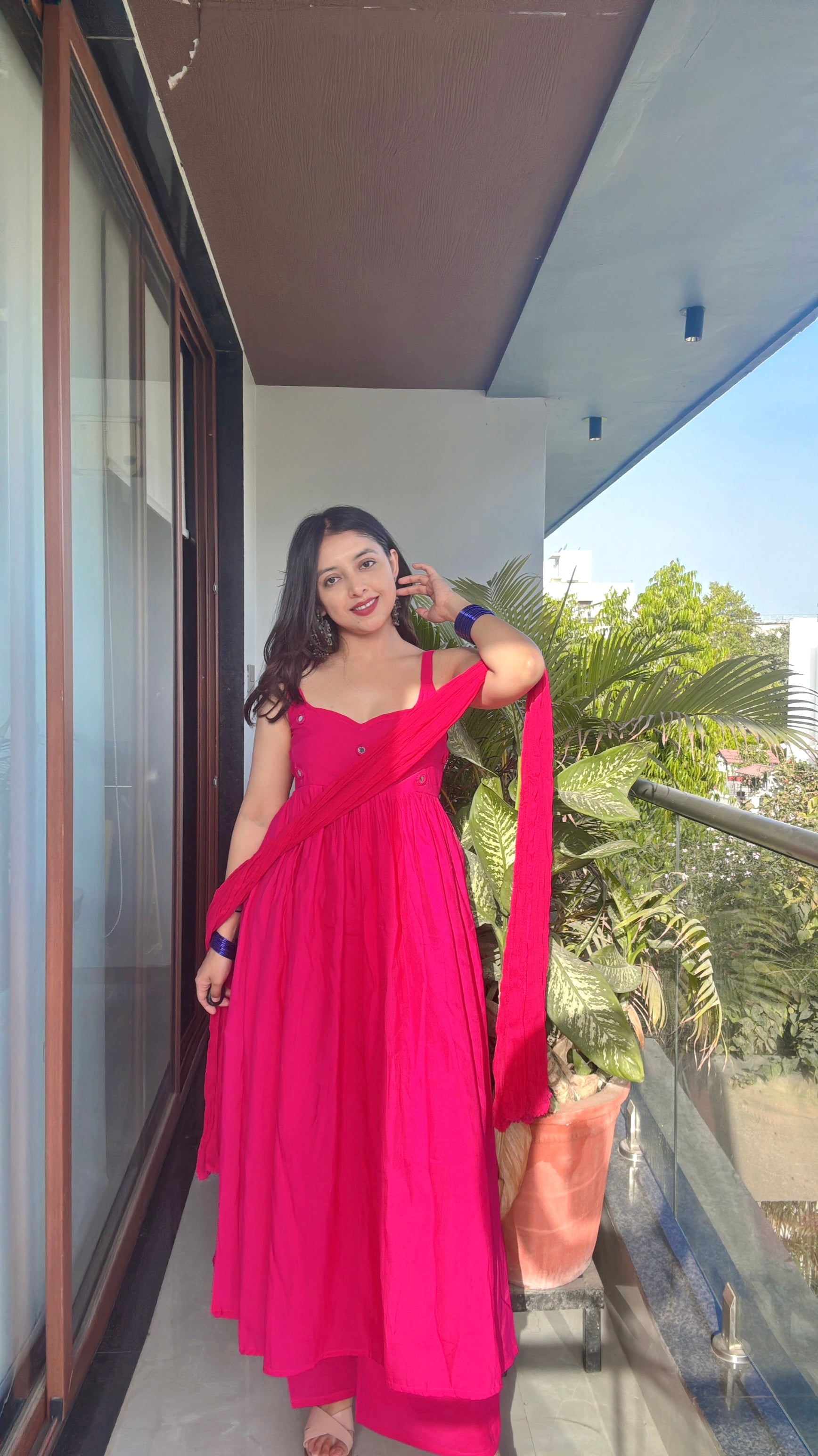 PINK CHANDANI ANARKALI DRESS