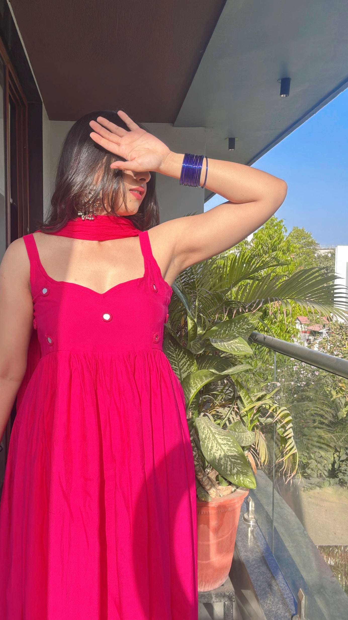 PINK CHANDANI ANARKALI DRESS