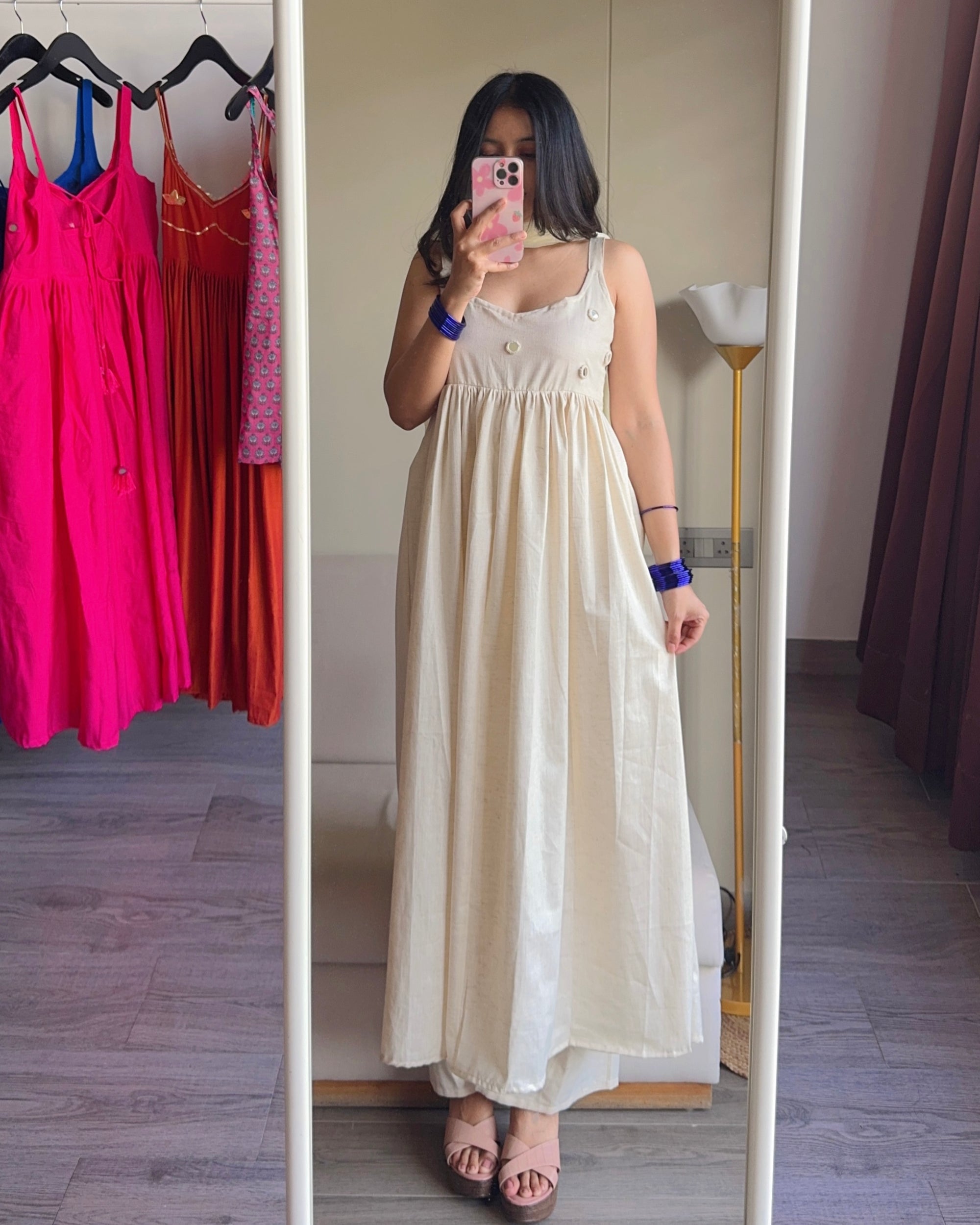 WHITE CHANDANI ANARKALI DRESS