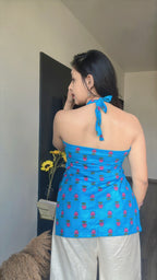 BLUE LOTUS | short kurti with halter neck
