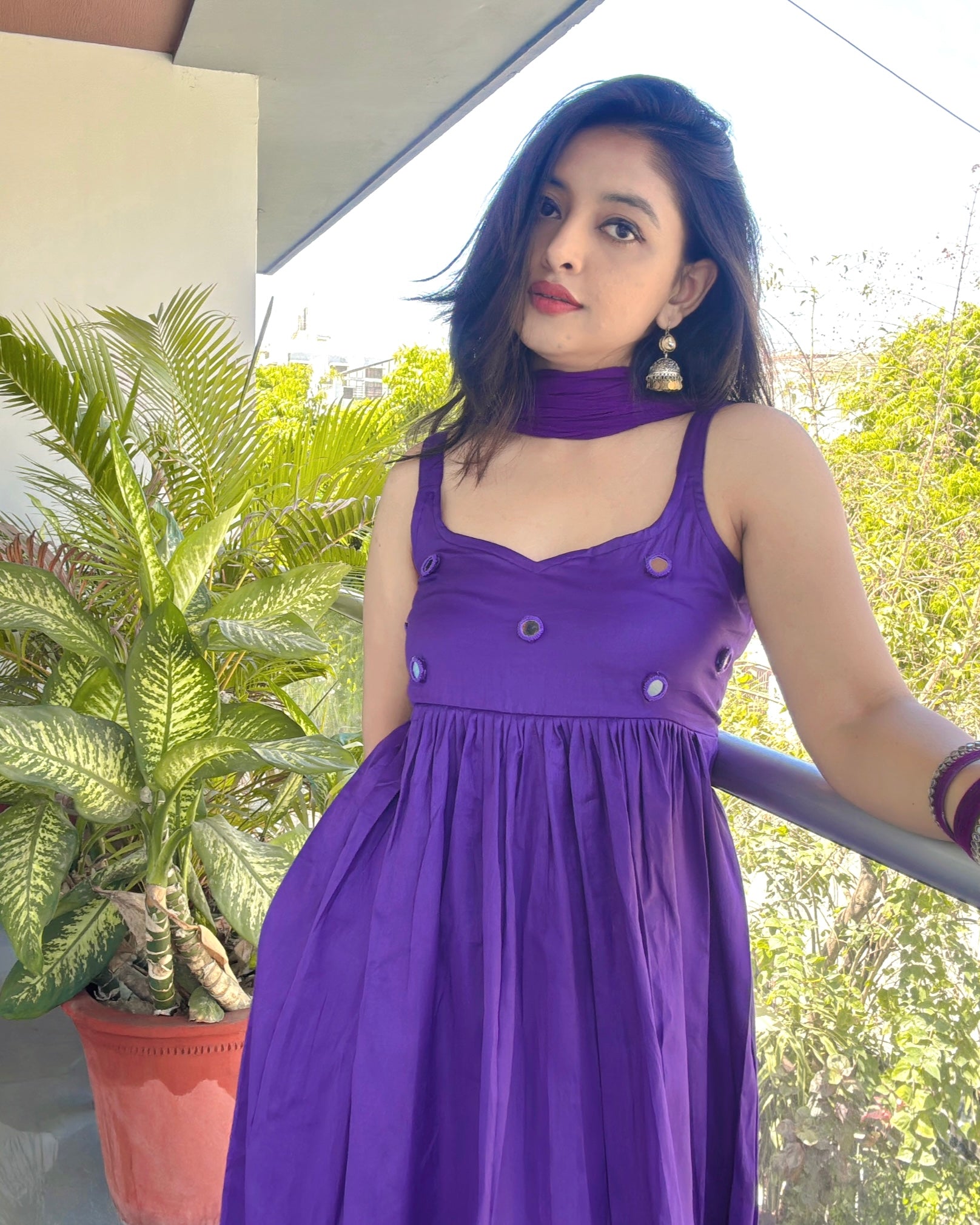 PURPLE CHANDANI ANARKALI DRESS