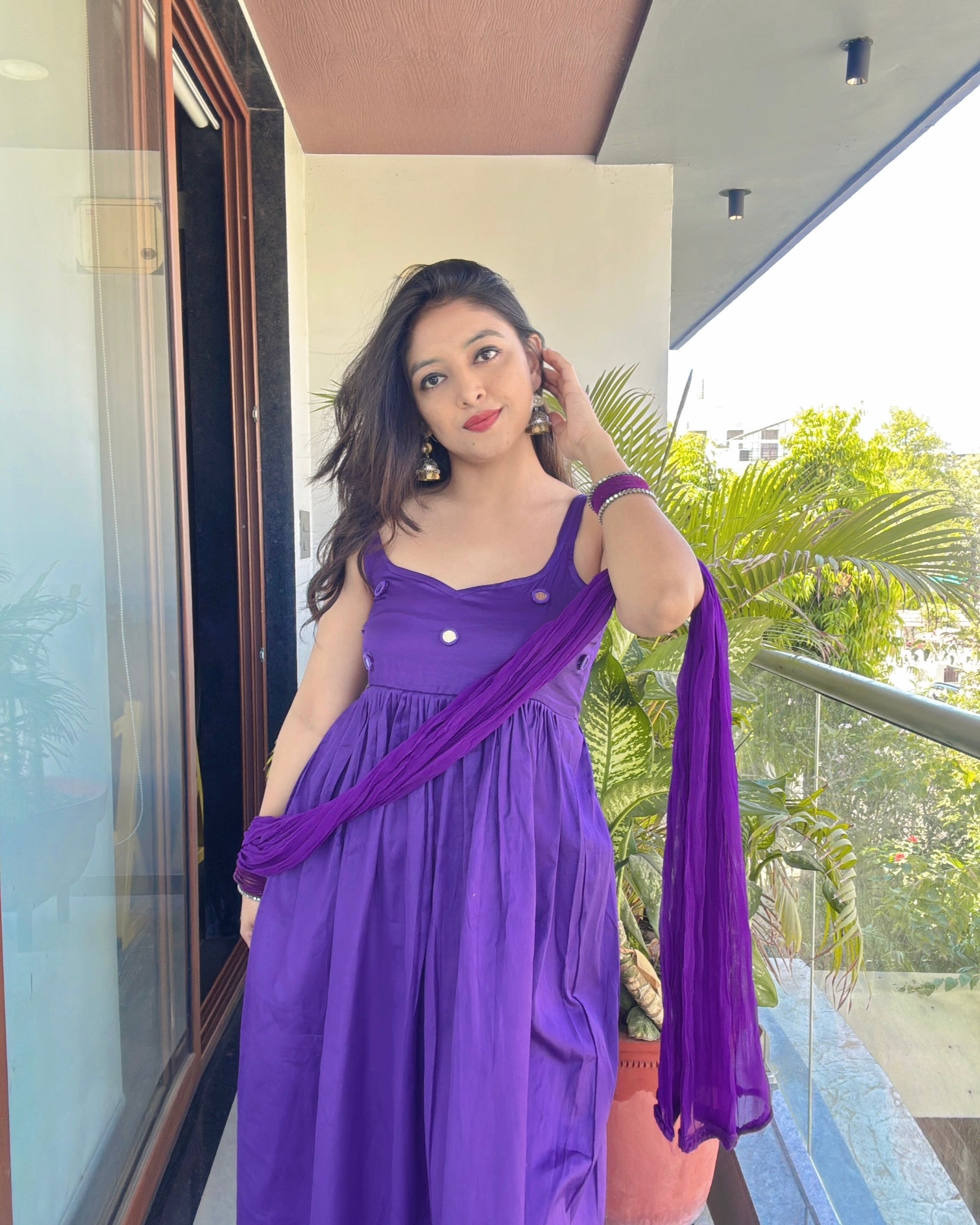PURPLE CHANDANI ANARKALI DRESS