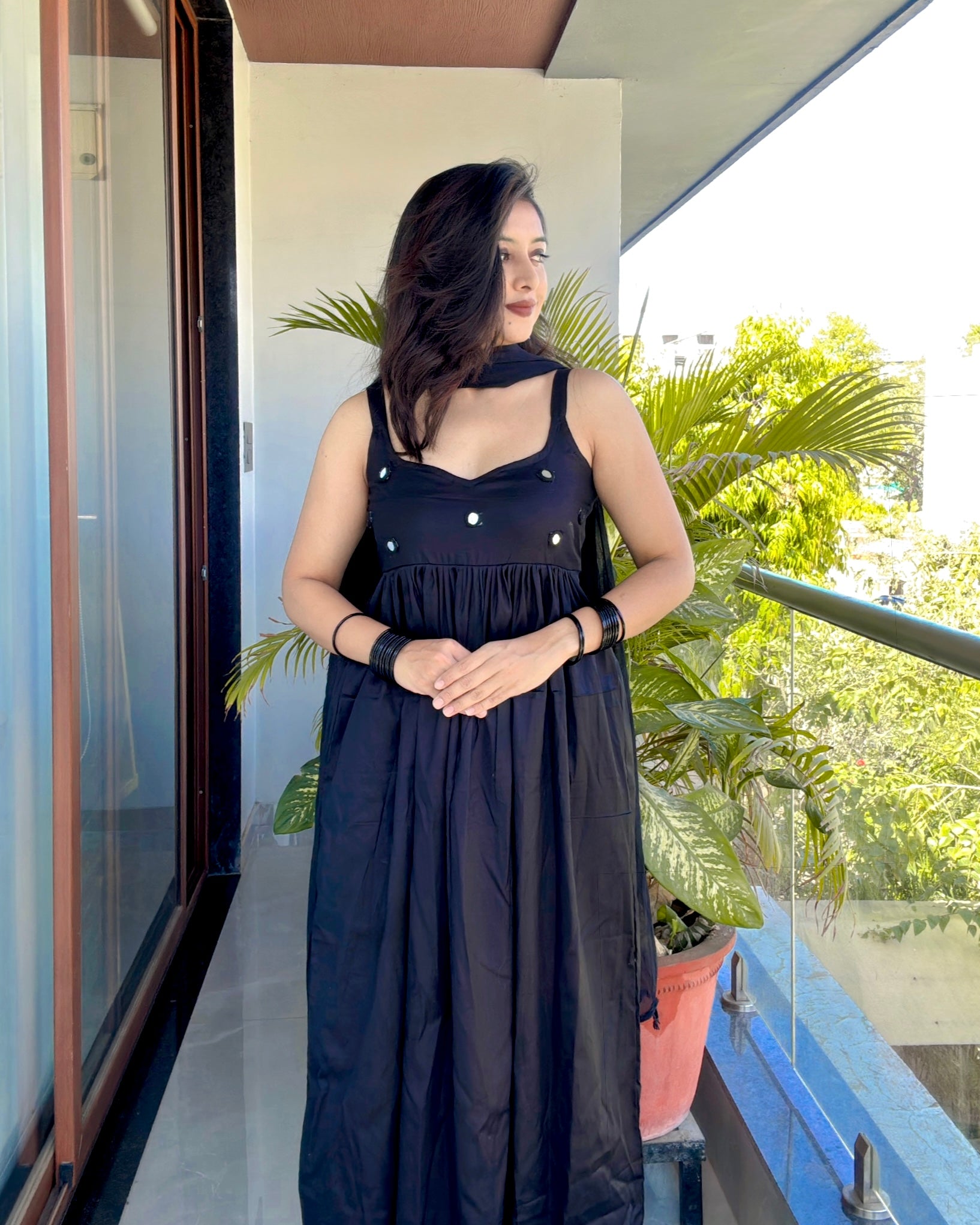 BLACK CHANDANI ANARKALI DRESS