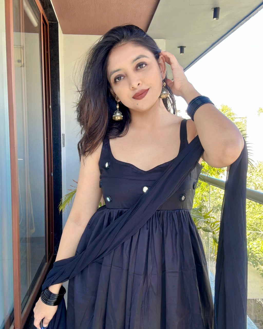 BLACK CHANDANI ANARKALI DRESS