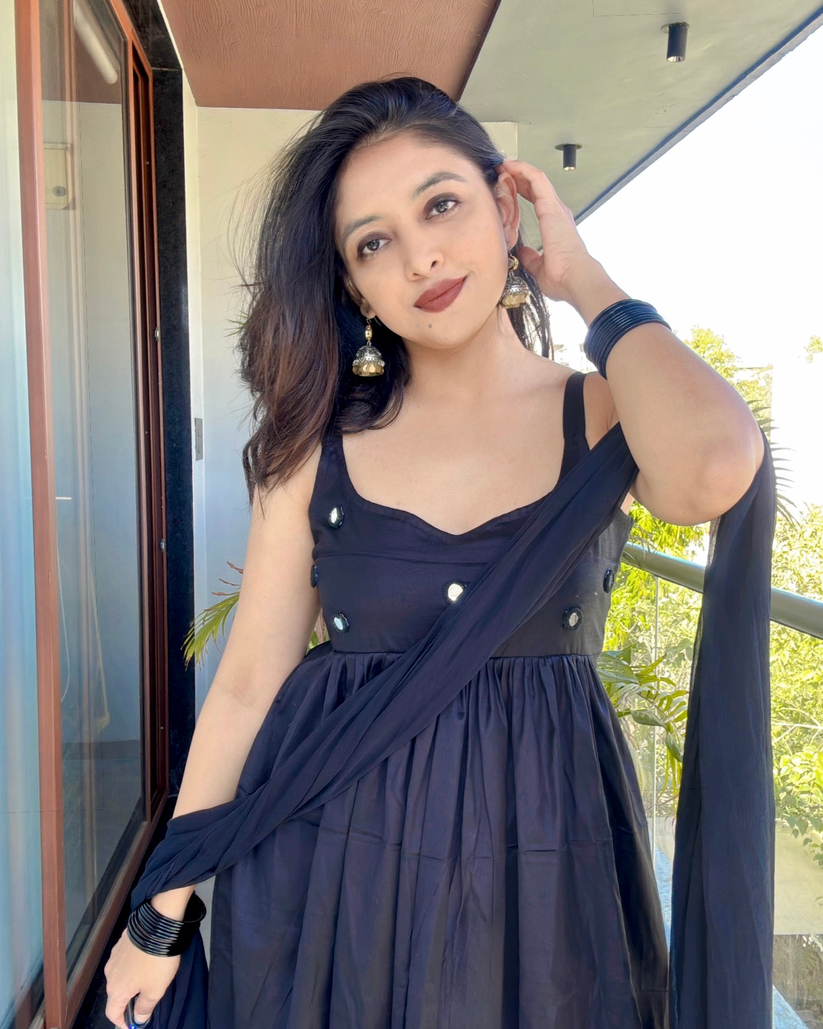 BLACK CHANDANI ANARKALI DRESS