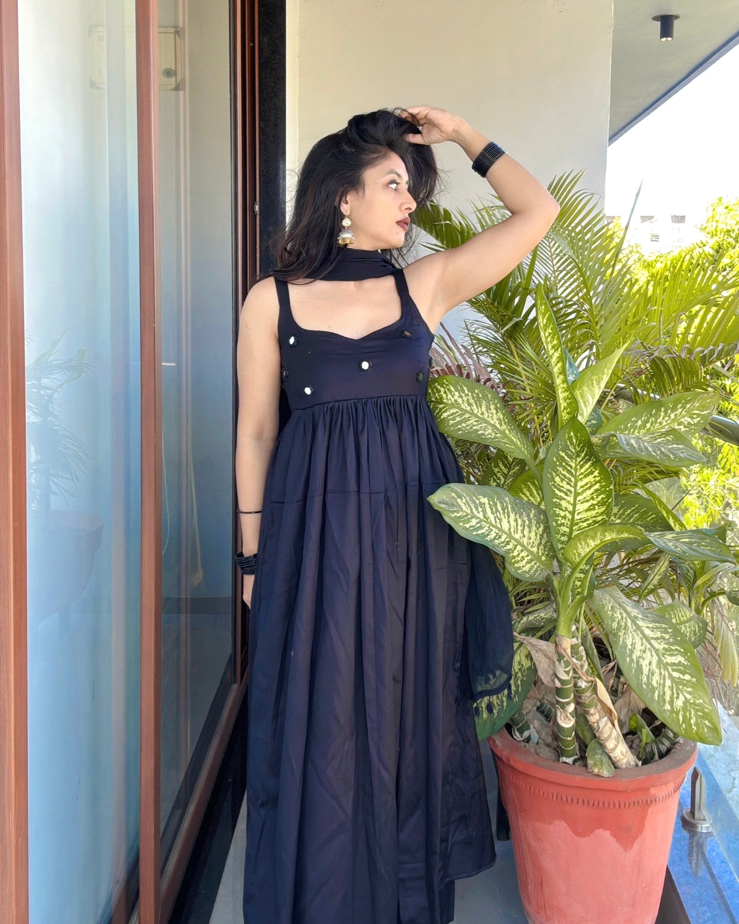 BLACK CHANDANI ANARKALI DRESS