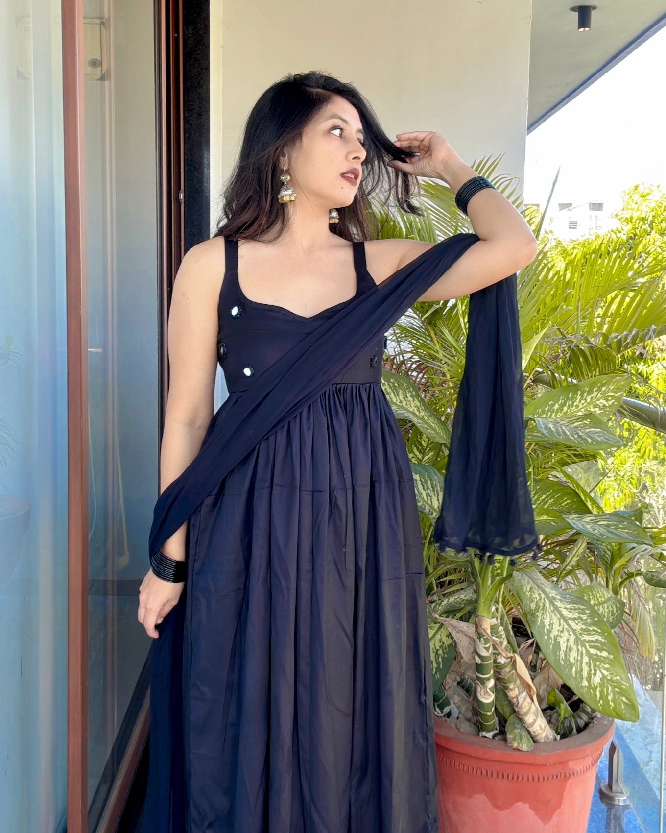 BLACK CHANDANI ANARKALI DRESS