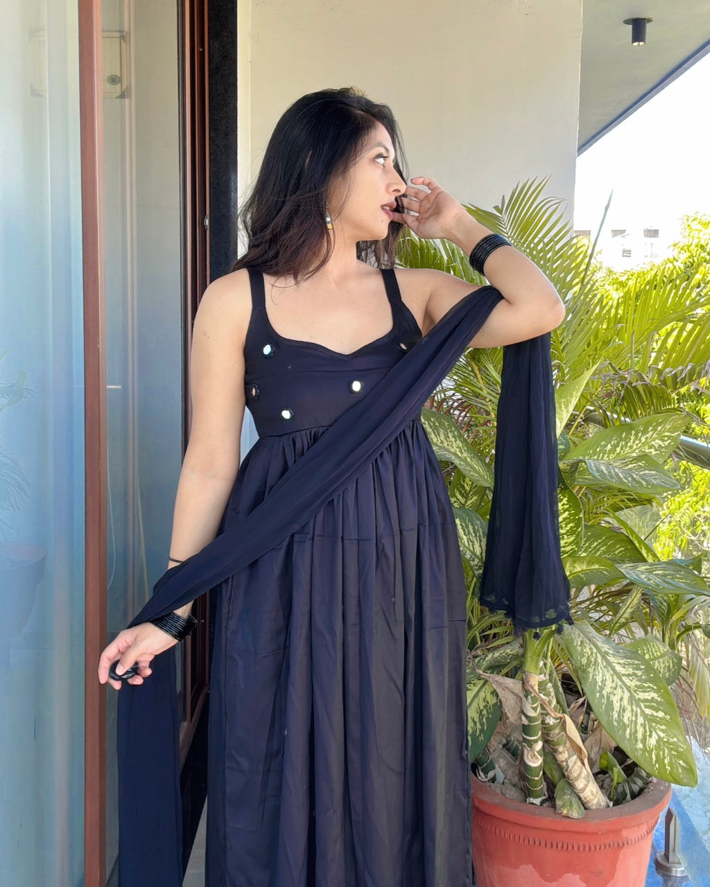 BLACK CHANDANI ANARKALI DRESS