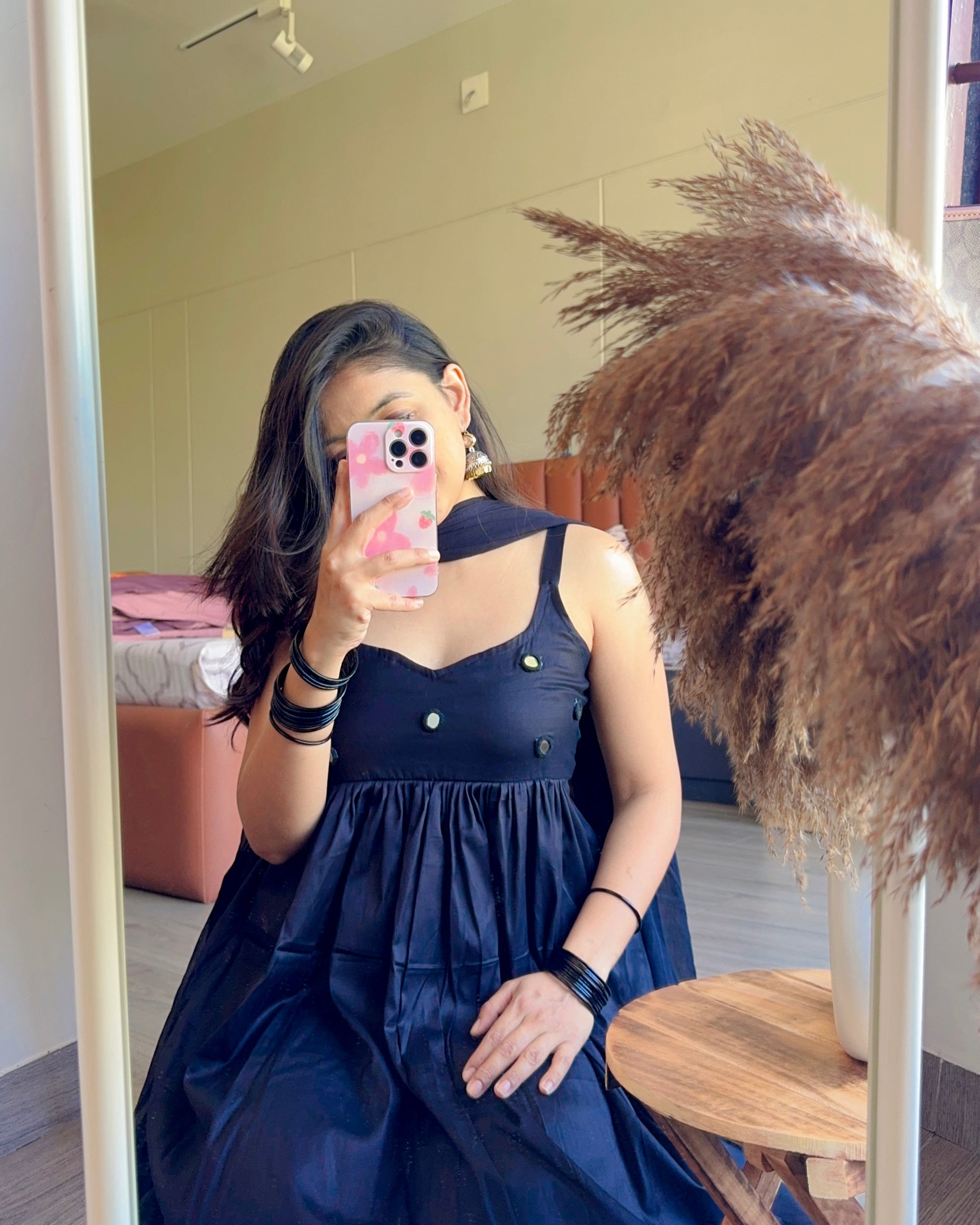 BLACK CHANDANI ANARKALI DRESS