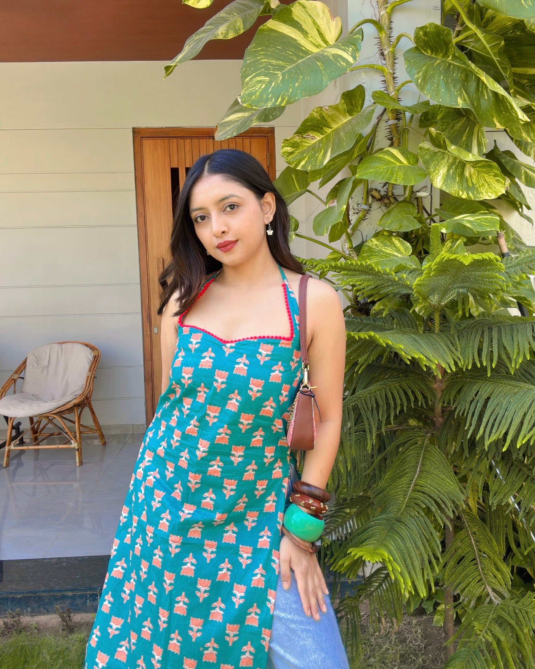 ADAH | long kurti with halter neck