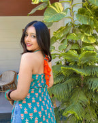 ADAH | long kurti with halter neck