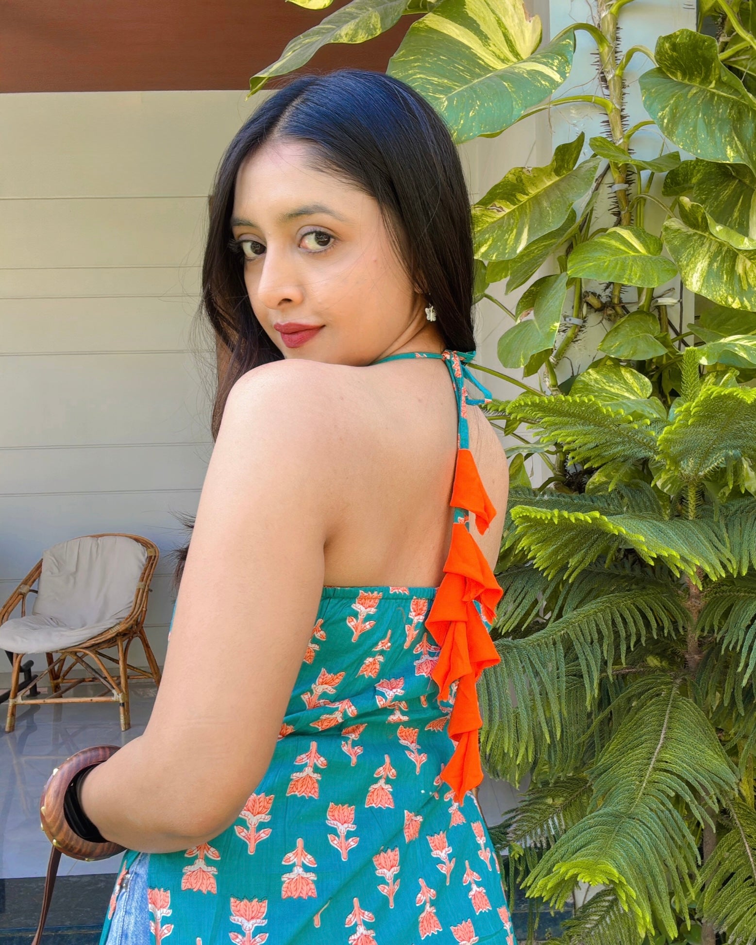 ADAH | long kurti with halter neck