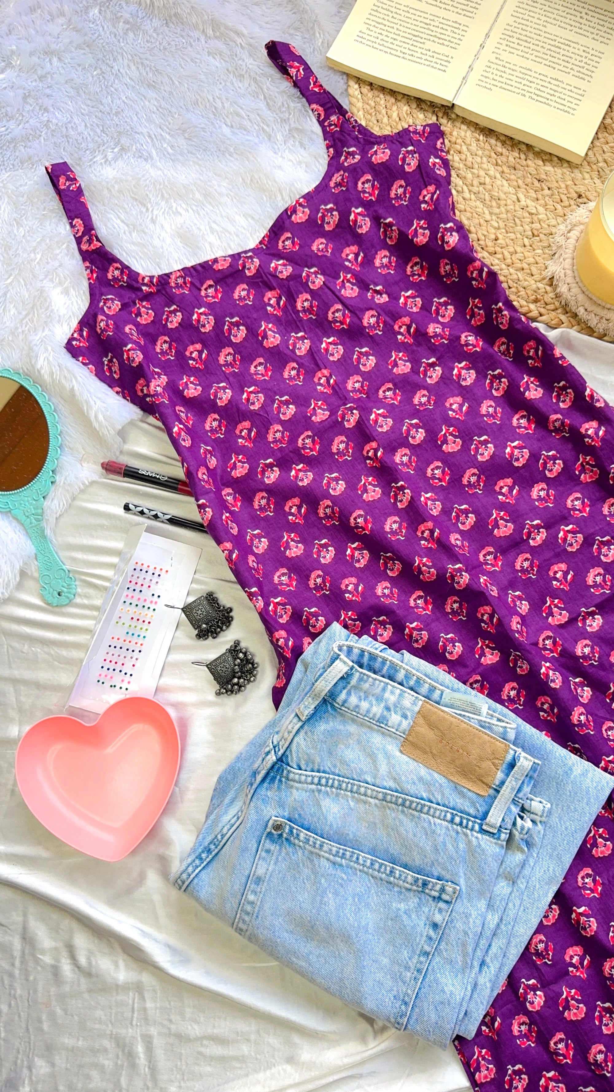 dark purple butti long kurti