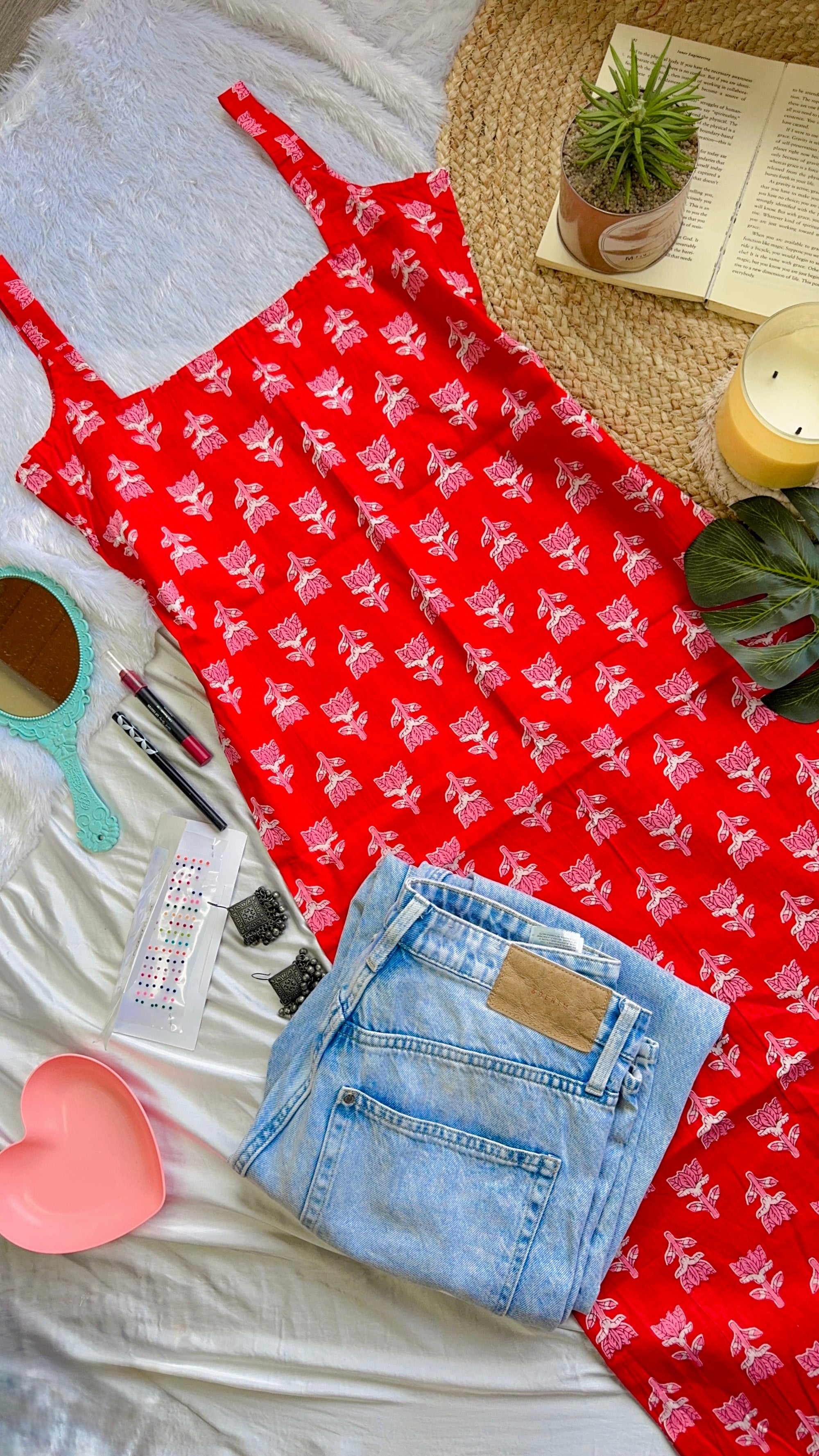 red lotus long kurti