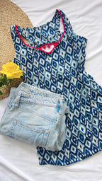 blue ikkat racerback shortie