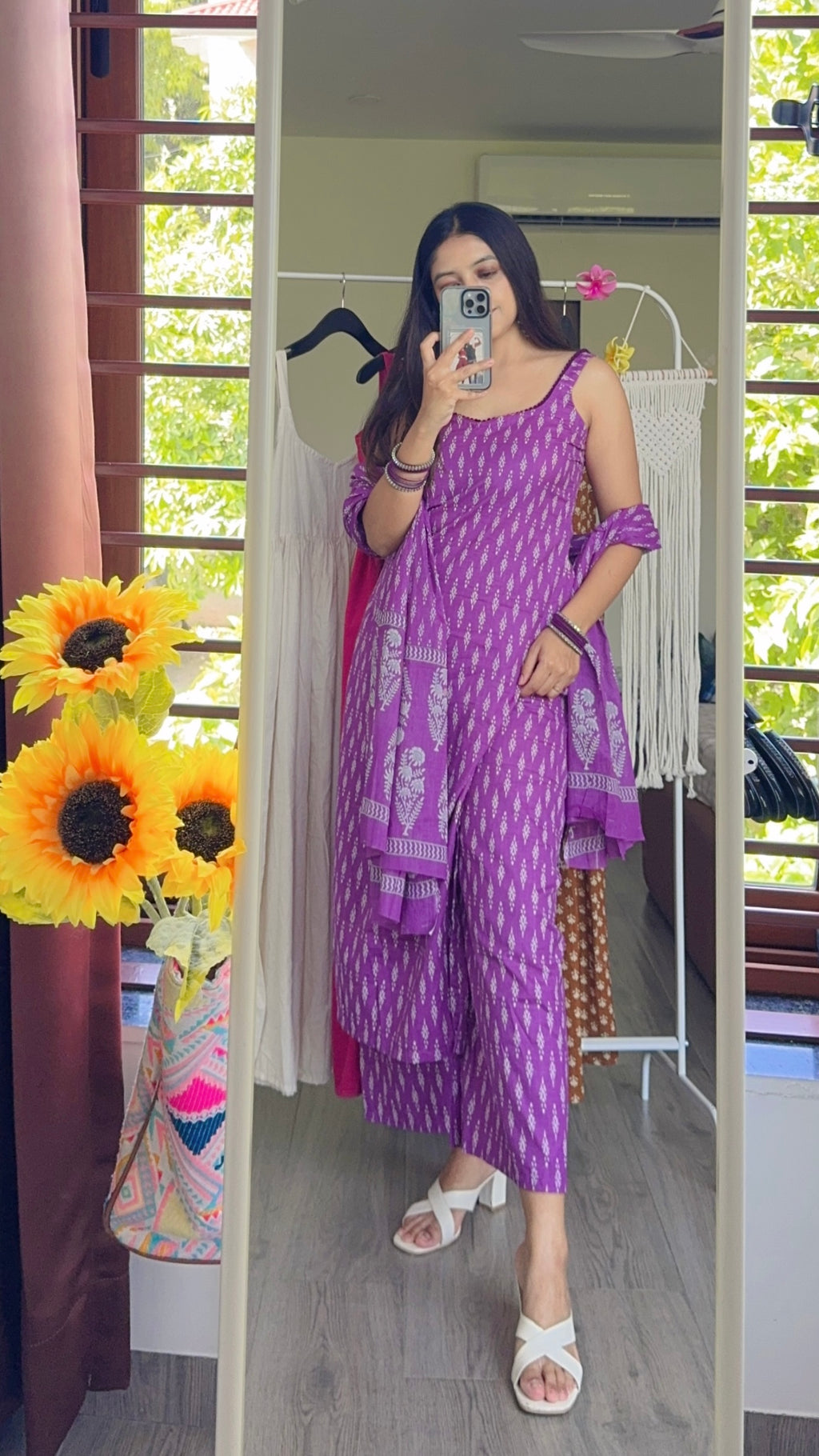 purple ikkat suit set