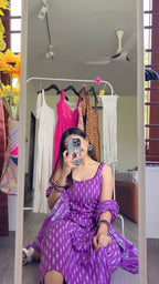 purple ikkat suit set