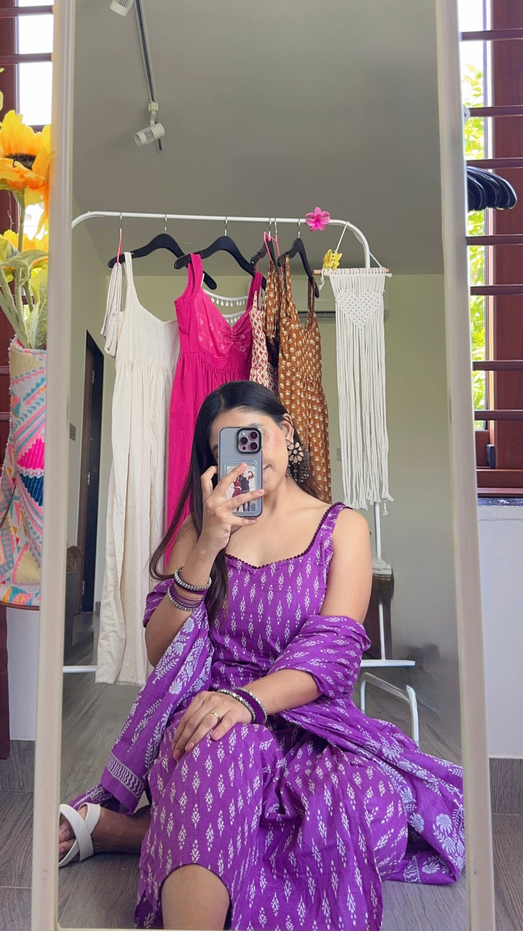 purple ikkat suit set