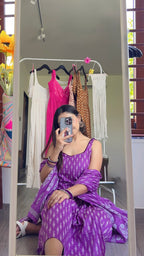 purple ikkat suit set